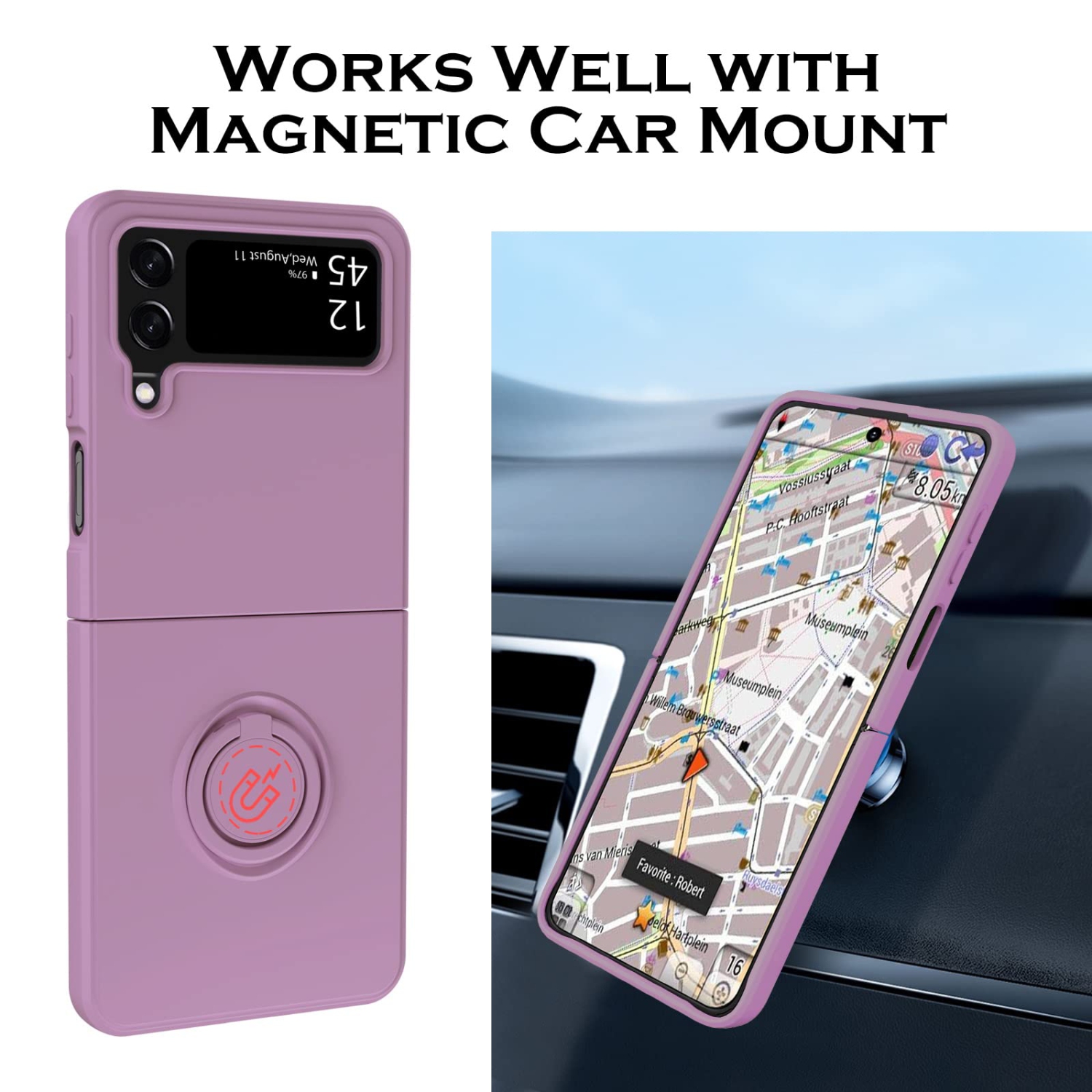 YINLAI Samsung Galaxy Z Flip 4 Case, Phone Case Samsung Z Flip4 5G, Slim Silicone Kickstand Ring Holder Shockproof Protetive