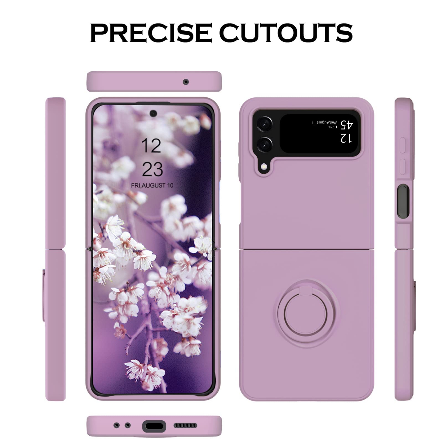 YINLAI Samsung Galaxy Z Flip 4 Case, Phone Case Samsung Z Flip4 5G, Slim Silicone Kickstand Ring Holder Shockproof Protetive