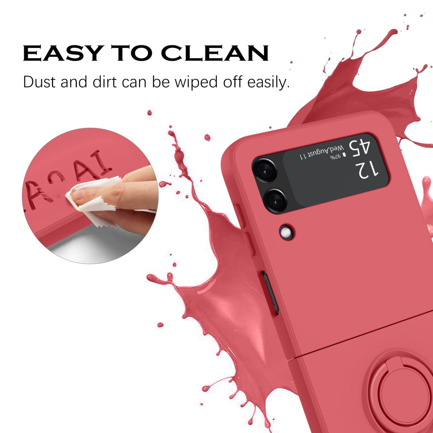 Étui à rabat 3 de YINLAI pour Galaxy Z Flip de Samsung, étui pour téléphone Z Flip3 5G de Samsung, support circulaire mince en silicone résistant aux