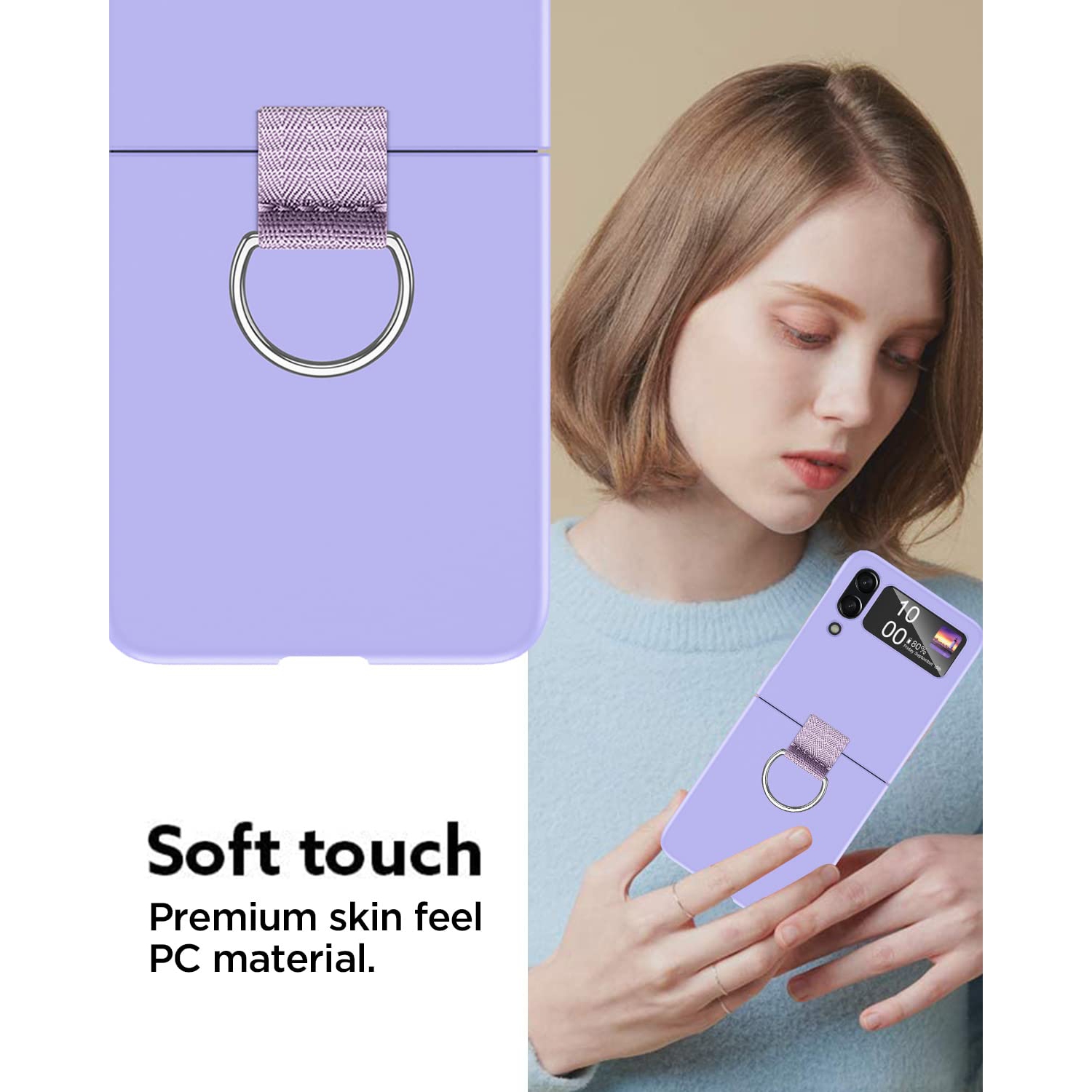 AICase pour Galaxy Z Flip 4 de Samsung avec anneau, étui mince protecteur ajusté femmes fille cute étui téléphone Galaxy Z de Samsung
