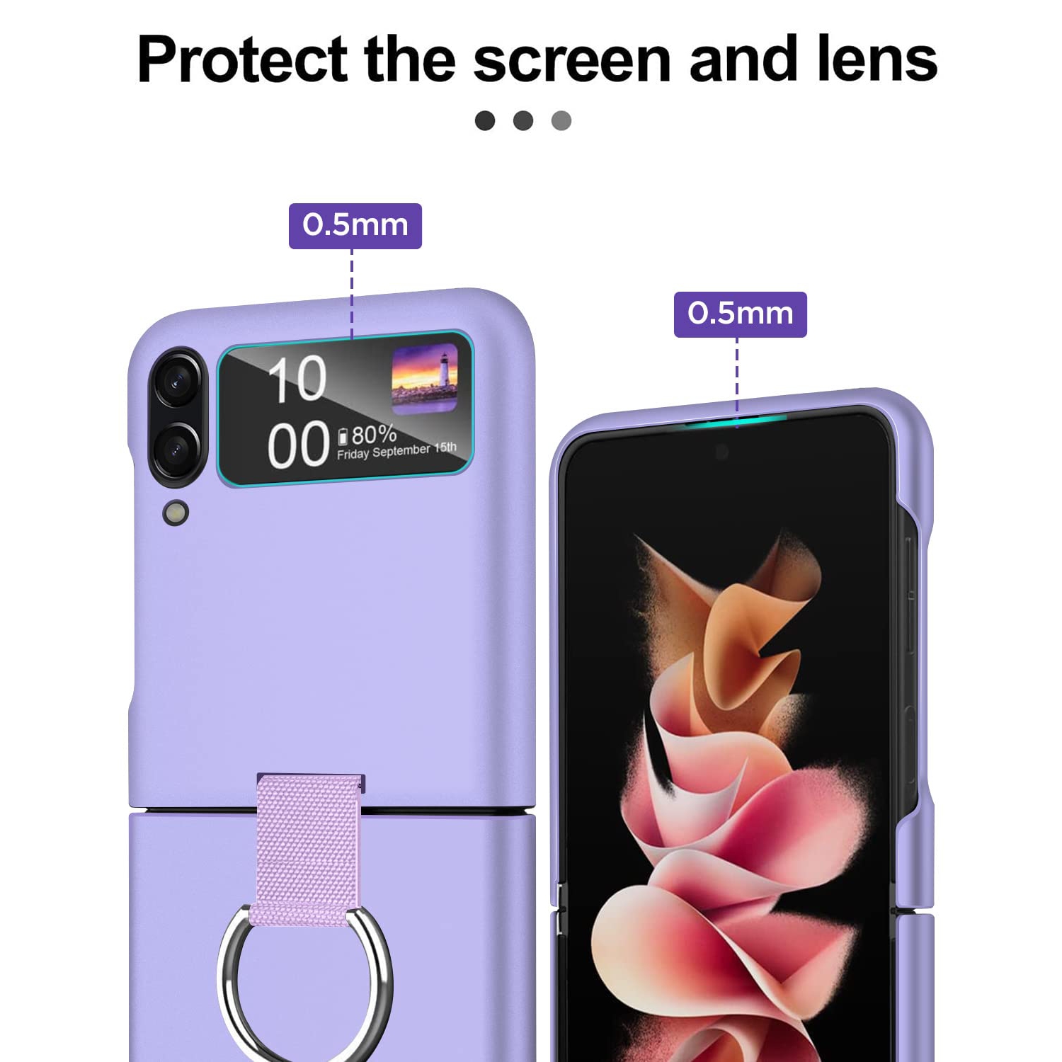 AICase pour Galaxy Z Flip 4 de Samsung avec anneau, étui mince protecteur ajusté femmes fille cute étui téléphone Galaxy Z de Samsung
