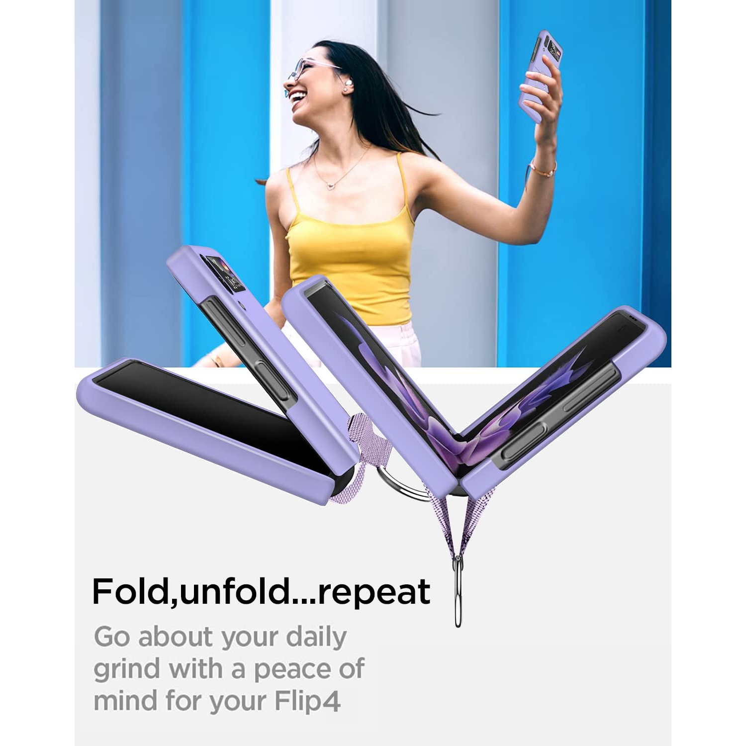 AICase pour Galaxy Z Flip 4 de Samsung avec anneau, étui mince protecteur ajusté femmes fille cute étui téléphone Galaxy Z de Samsung