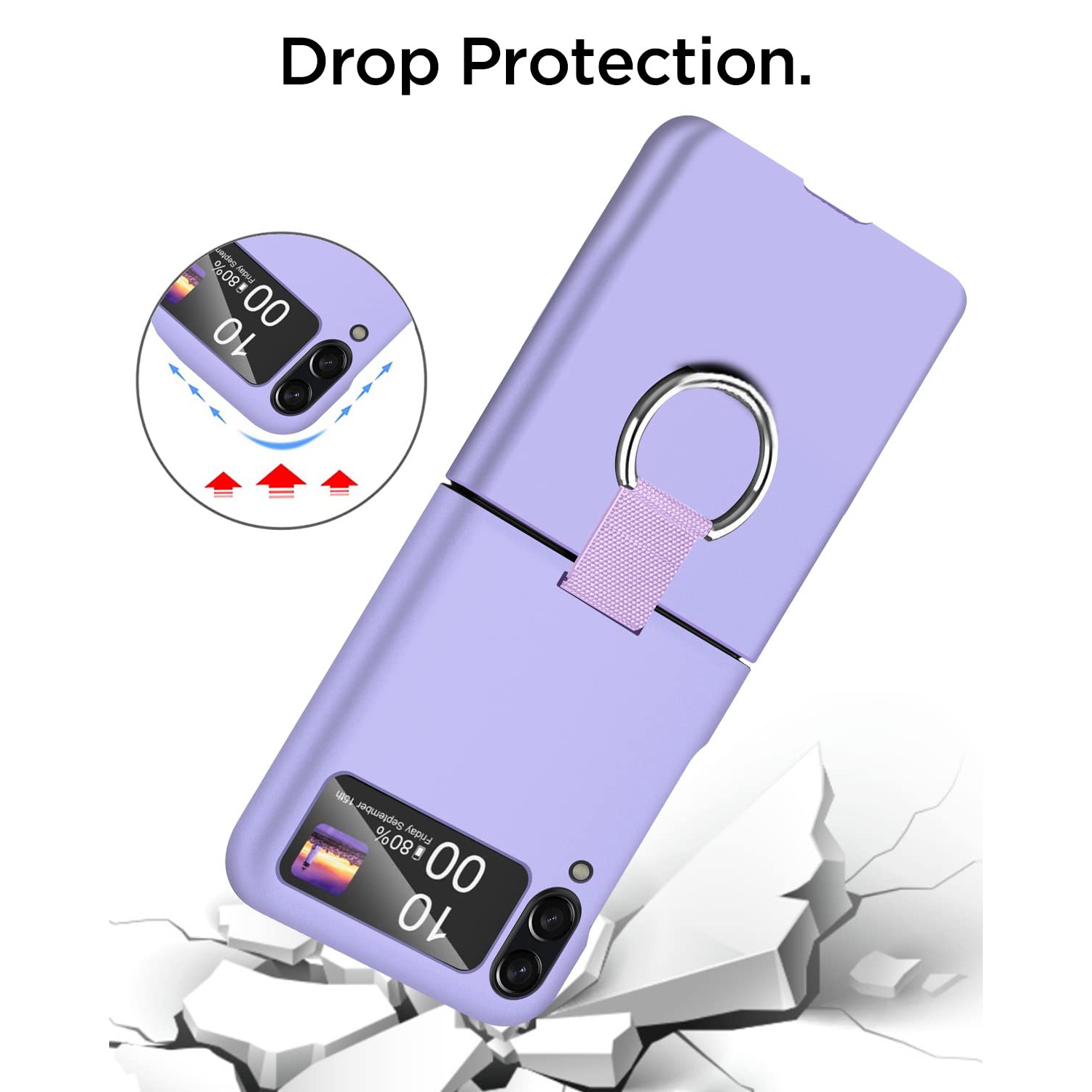 AICase pour Galaxy Z Flip 4 de Samsung avec anneau, étui mince protecteur ajusté femmes fille cute étui téléphone Galaxy Z de Samsung