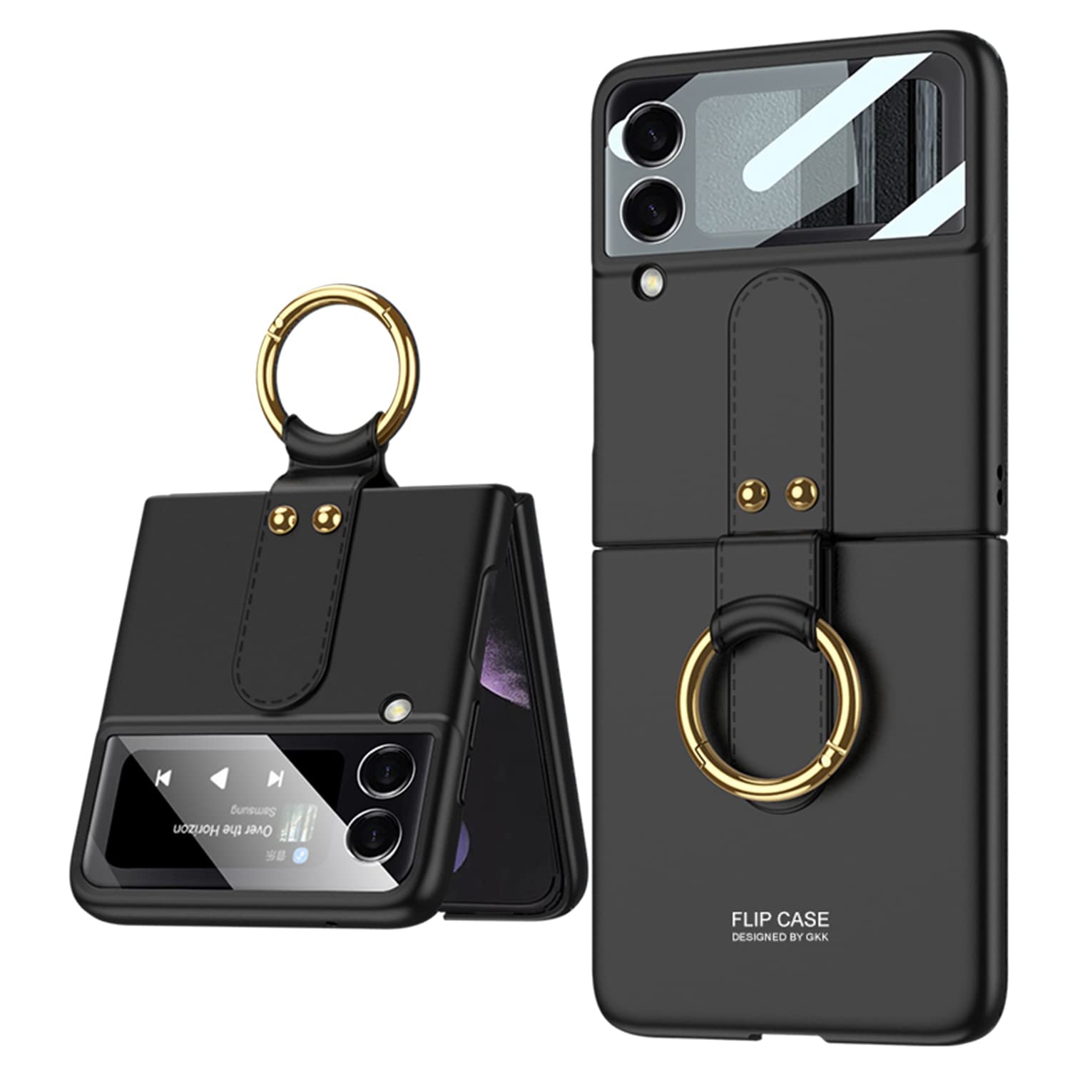 FYTON Galaxy Z Flip 4 Case with Ring, Ultra-Thin Z Flip 4 Case with Ring Holder, Anti-Scratch Shockproof Protective Cover fo