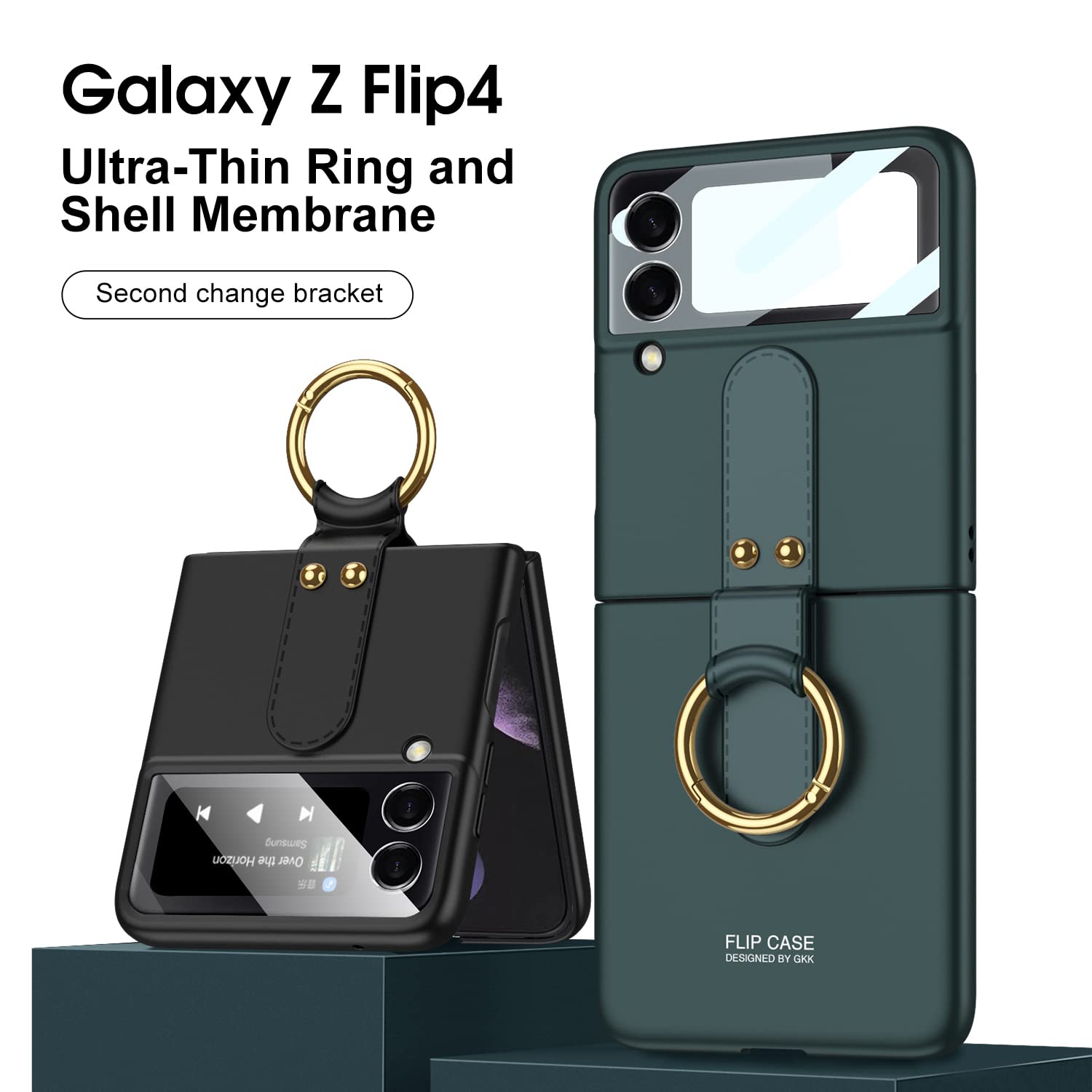 FYTON Galaxy Z Flip 4 Case with Ring, Ultra-Thin Z Flip 4 Case with Ring Holder, Anti-Scratch Shockproof Protective Cover fo