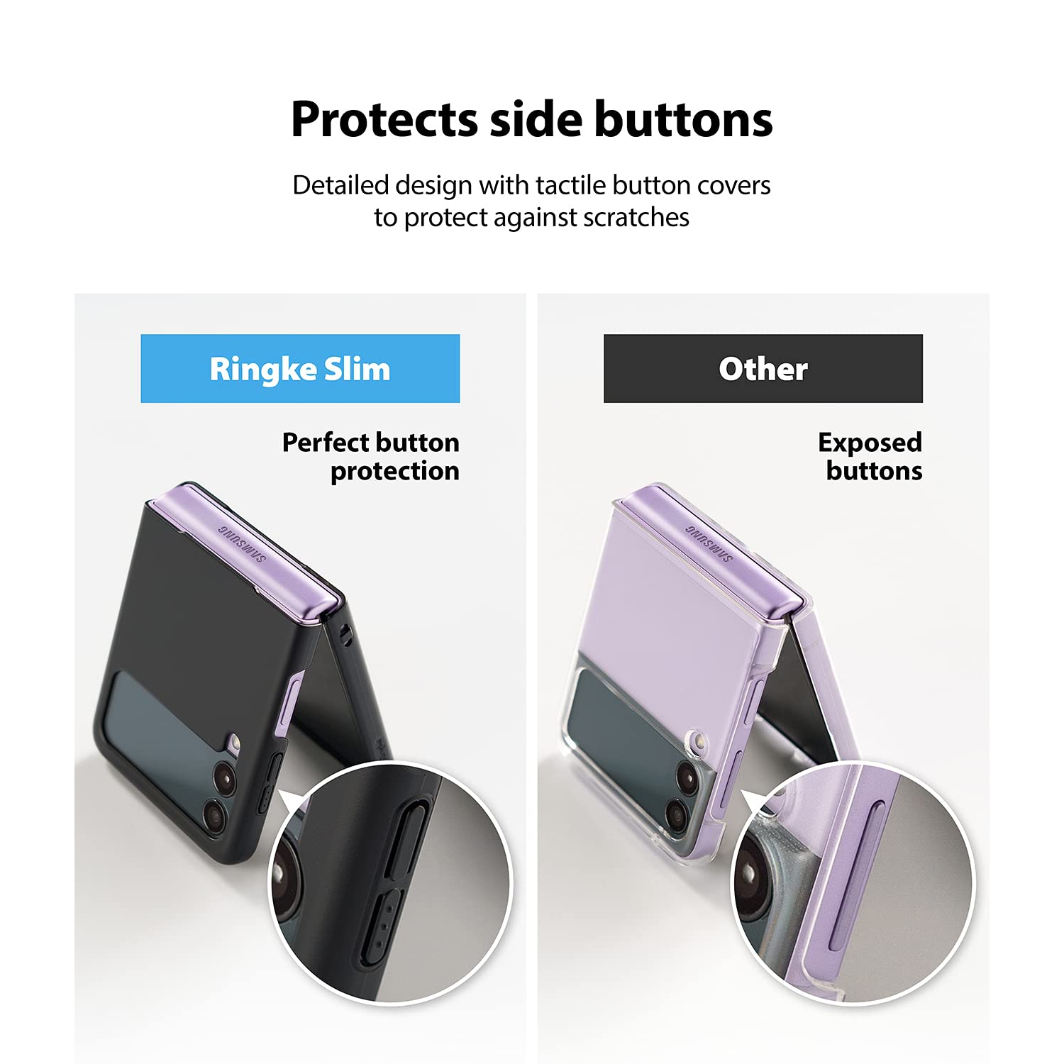 Slim Compatible with Samsung Galaxy Z Flip 3 Case, Shockproof Thin Solid PC Protective Cover - Clear