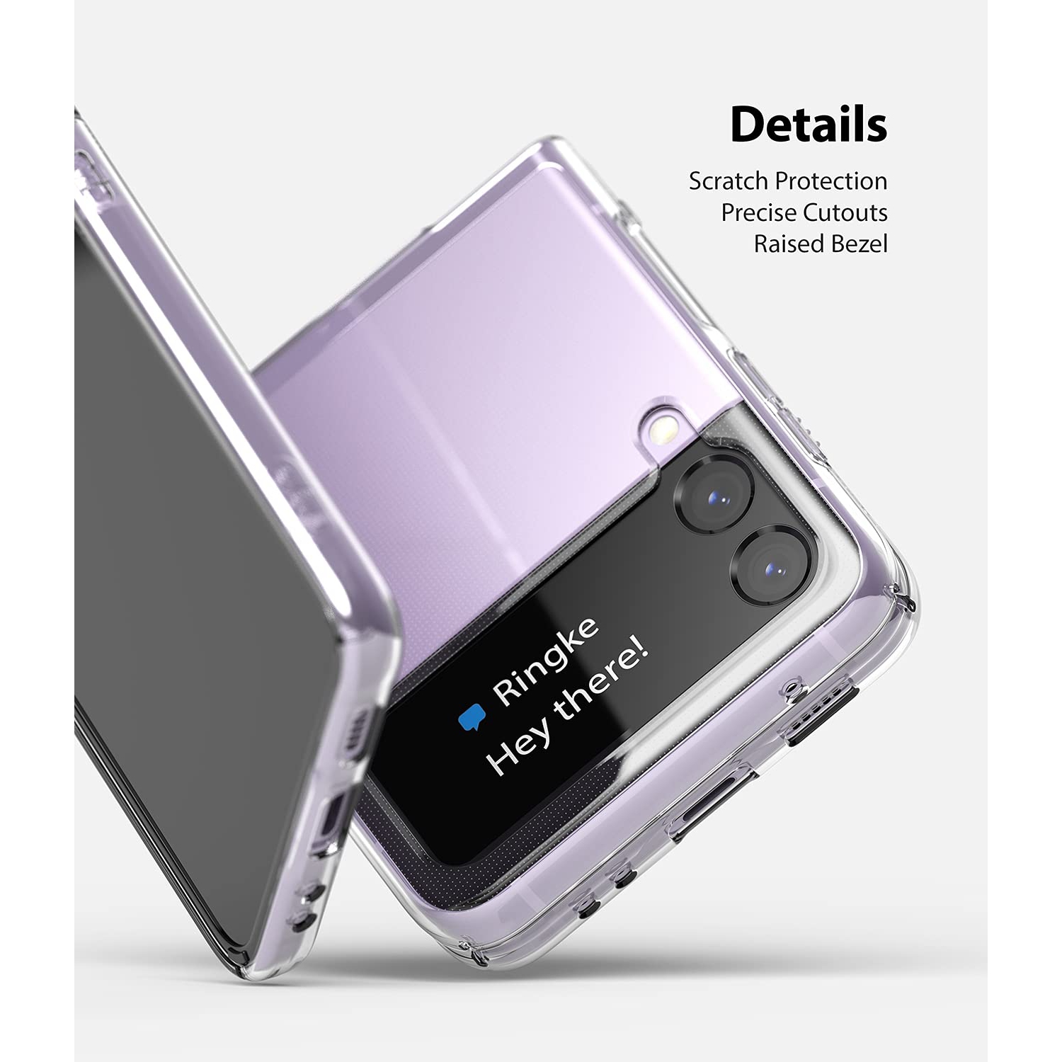 Slim Compatible with Samsung Galaxy Z Flip 3 Case, Shockproof Thin Solid PC Protective Cover - Clear