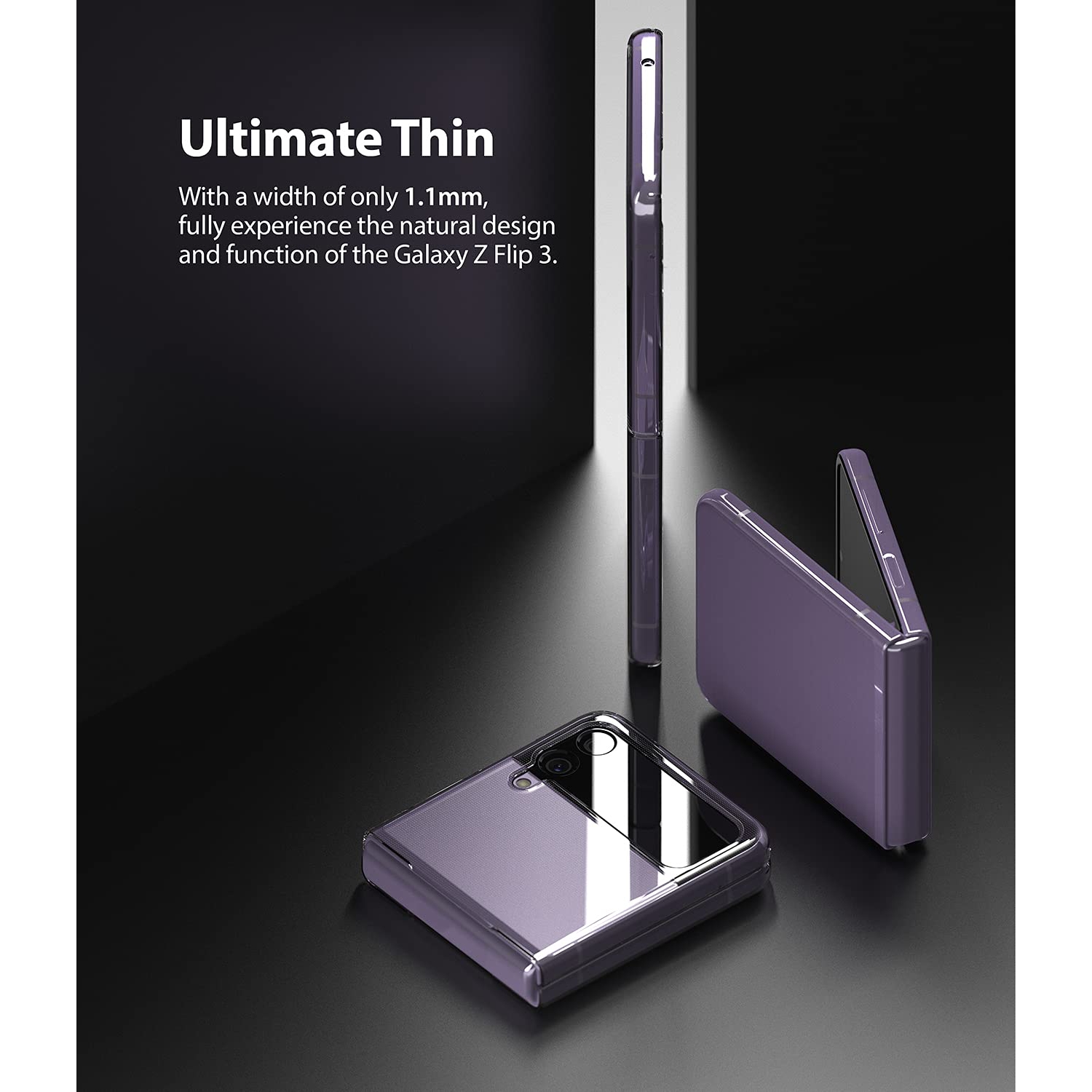 Slim Compatible with Samsung Galaxy Z Flip 3 Case, Shockproof Thin Solid PC Protective Cover - Clear