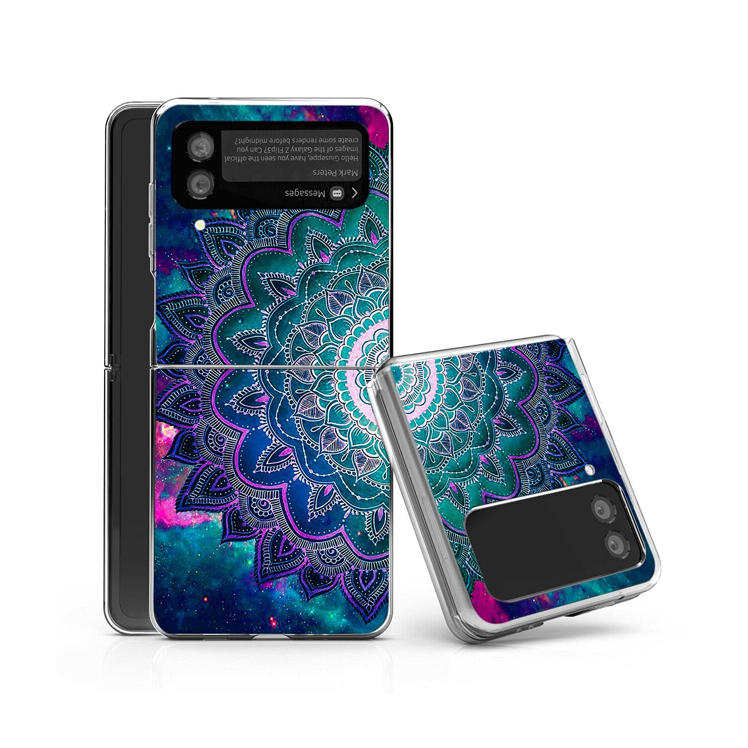 Galaxy Z Flip 3 5G Case,Bcov Mandala Flower Space Anti-Scratch Solid Hard case Protective Shookproof Phone Cover for Samsung