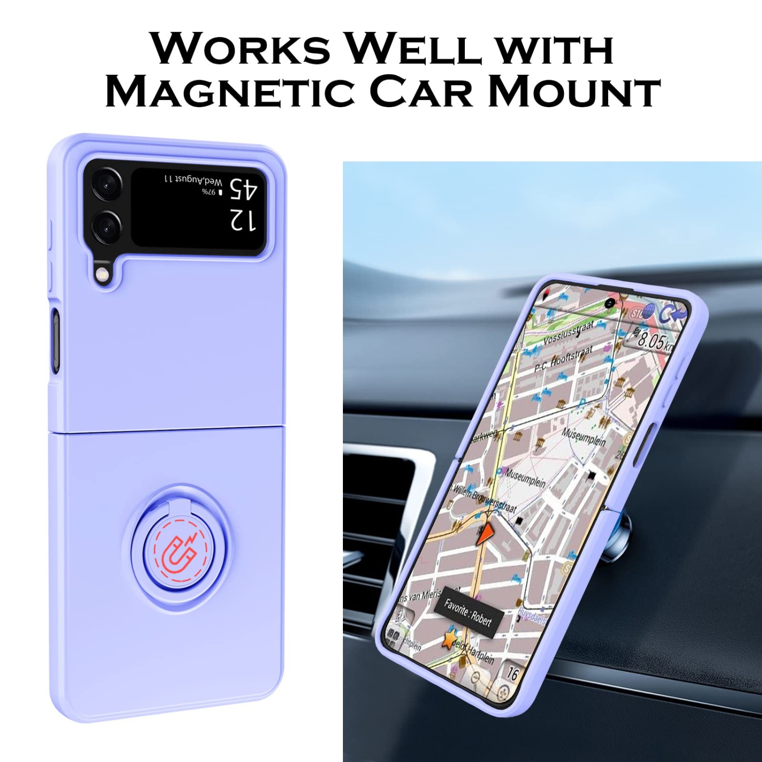 YINLAI Samsung Galaxy Z Flip 4 Case, Phone Case Samsung Z Flip4 5G, Slim Silicone Kickstand Ring Holder Shockproof Protetive