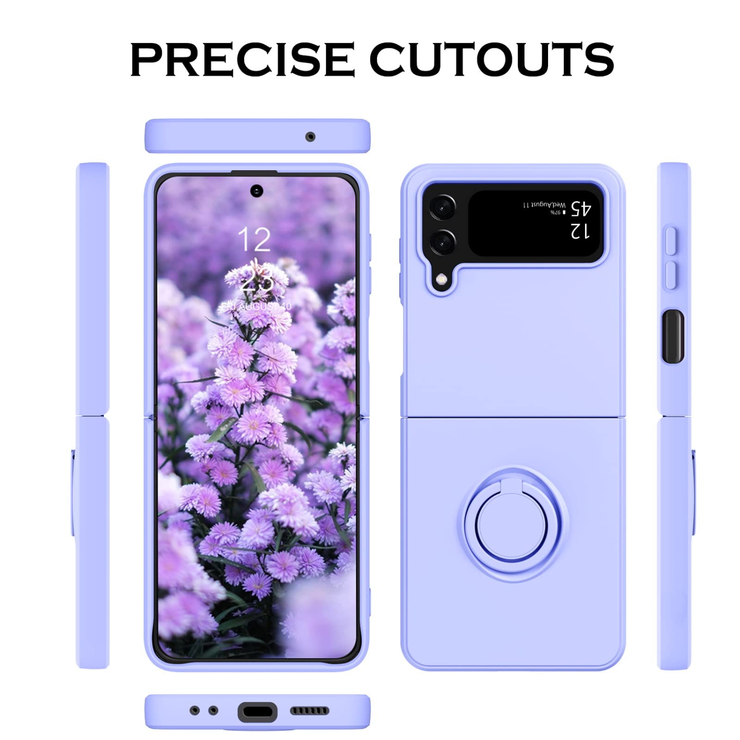 YINLAI Samsung Galaxy Z Flip 4 Case, Phone Case Samsung Z Flip4 5G, Slim Silicone Kickstand Ring Holder Shockproof Protetive