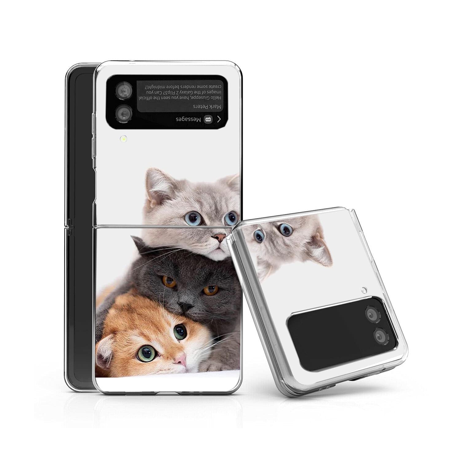 Galaxy Z Flip 3 5G Case,Bcov Brown Cute Cat Anti-Scratch Solid Hard case Protective Shookproof Phone Cover for Samsung Galax