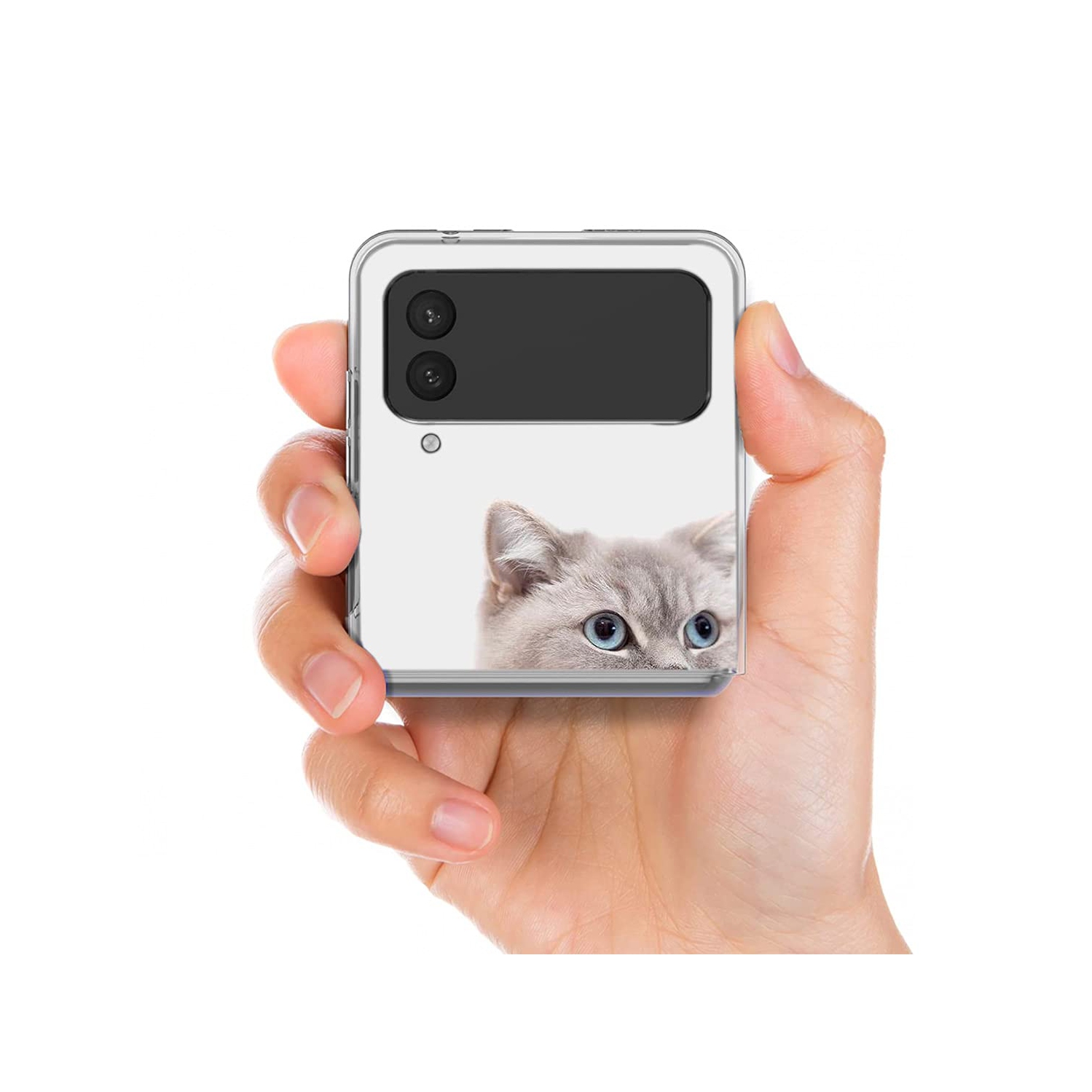 Galaxy Z Flip 3 5G Case,Bcov Brown Cute Cat Anti-Scratch Solid Hard case Protective Shookproof Phone Cover for Samsung Galax