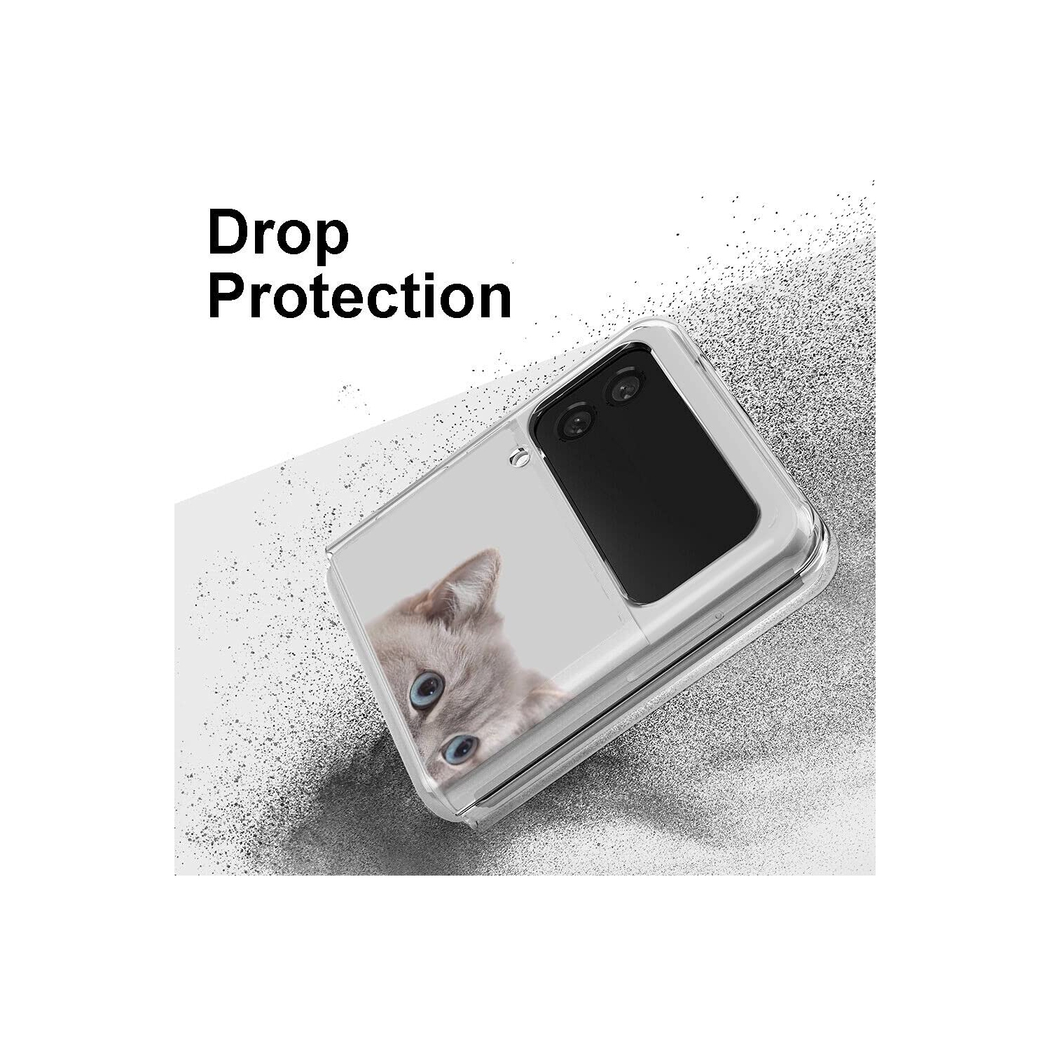 Galaxy Z Flip 3 5G Case,Bcov Brown Cute Cat Anti-Scratch Solid Hard case Protective Shookproof Phone Cover for Samsung Galax