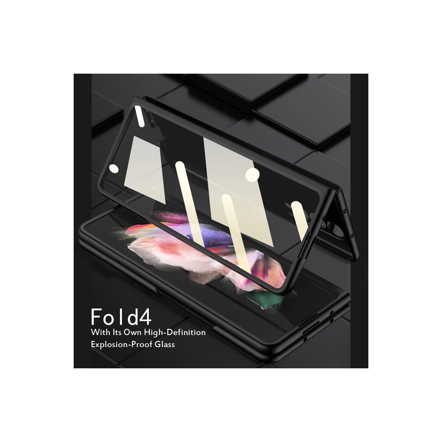 SHIEID Samsung Z Fold 4 Case Wallet, Galaxy Z Fold 4 Case with Leather Wallet Card Holder Lychee Pattern Phone Case Compatib