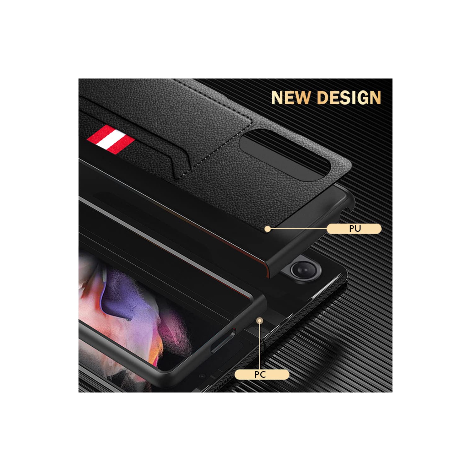 SHIEID Samsung Z Fold 4 Case Wallet, Galaxy Z Fold 4 Case with Leather Wallet Card Holder Lychee Pattern Phone Case Compatib