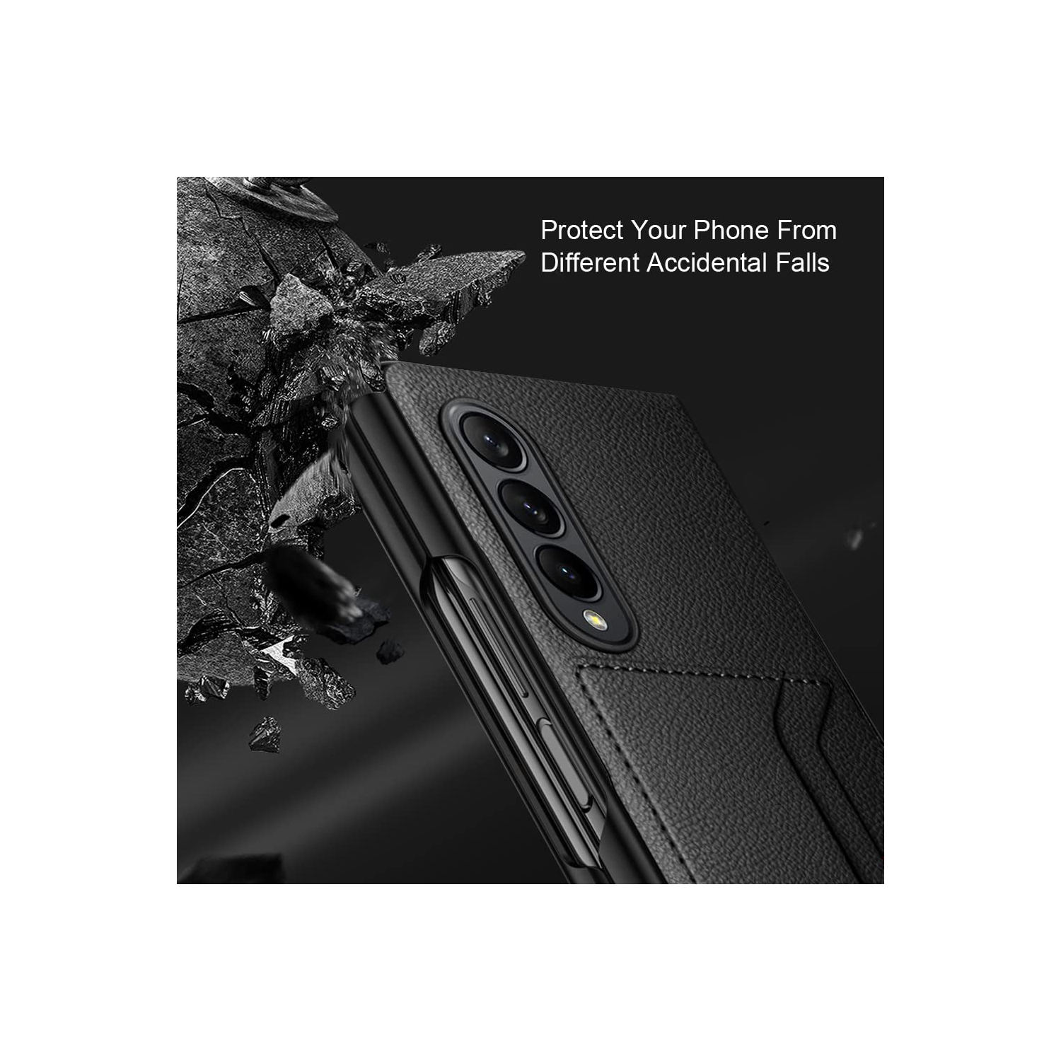 SHIEID Samsung Z Fold 4 Case Wallet, Galaxy Z Fold 4 Case with Leather Wallet Card Holder Lychee Pattern Phone Case Compatib