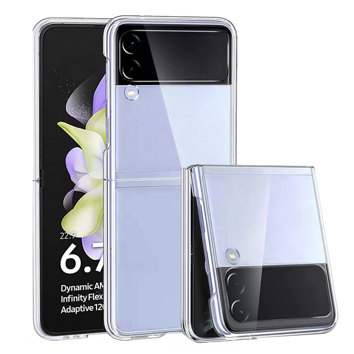 Case for Samsung Galaxy Z Flip 4, KZIOACSH Slim Fit Hard PC Crystal Anti-Scratch Anti-Drop Clear Bumper Case Lightweight Ski