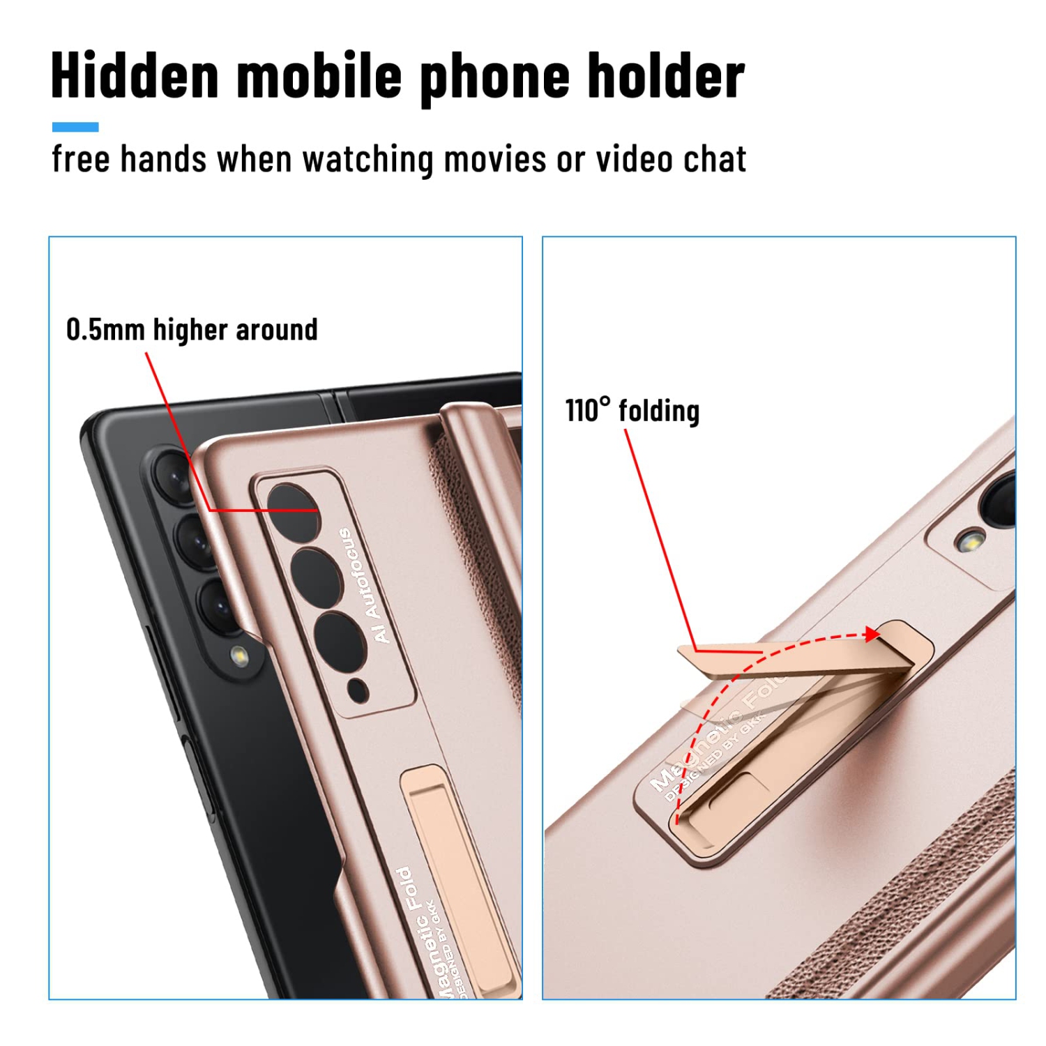 HJCMikee – Étui de la série Hinge Protection pour Galaxy Z Fold 4 5G de Samsung, support magnétique dissimulé protecteur pour tout le corps
