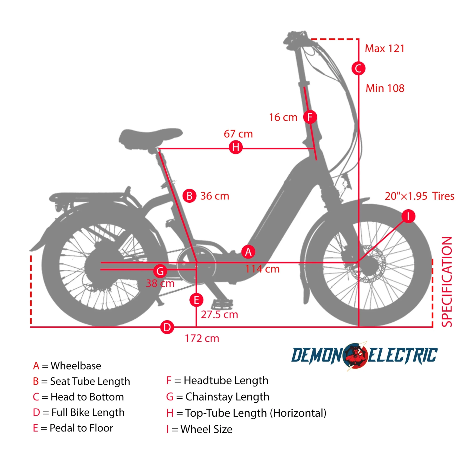 Demon Electric Rebel 250W 20-in Foldable Electric Bike, 40-50km Battery Range, Tektro Mechanical Brakes, Low Profile, Cargo Rack, Black