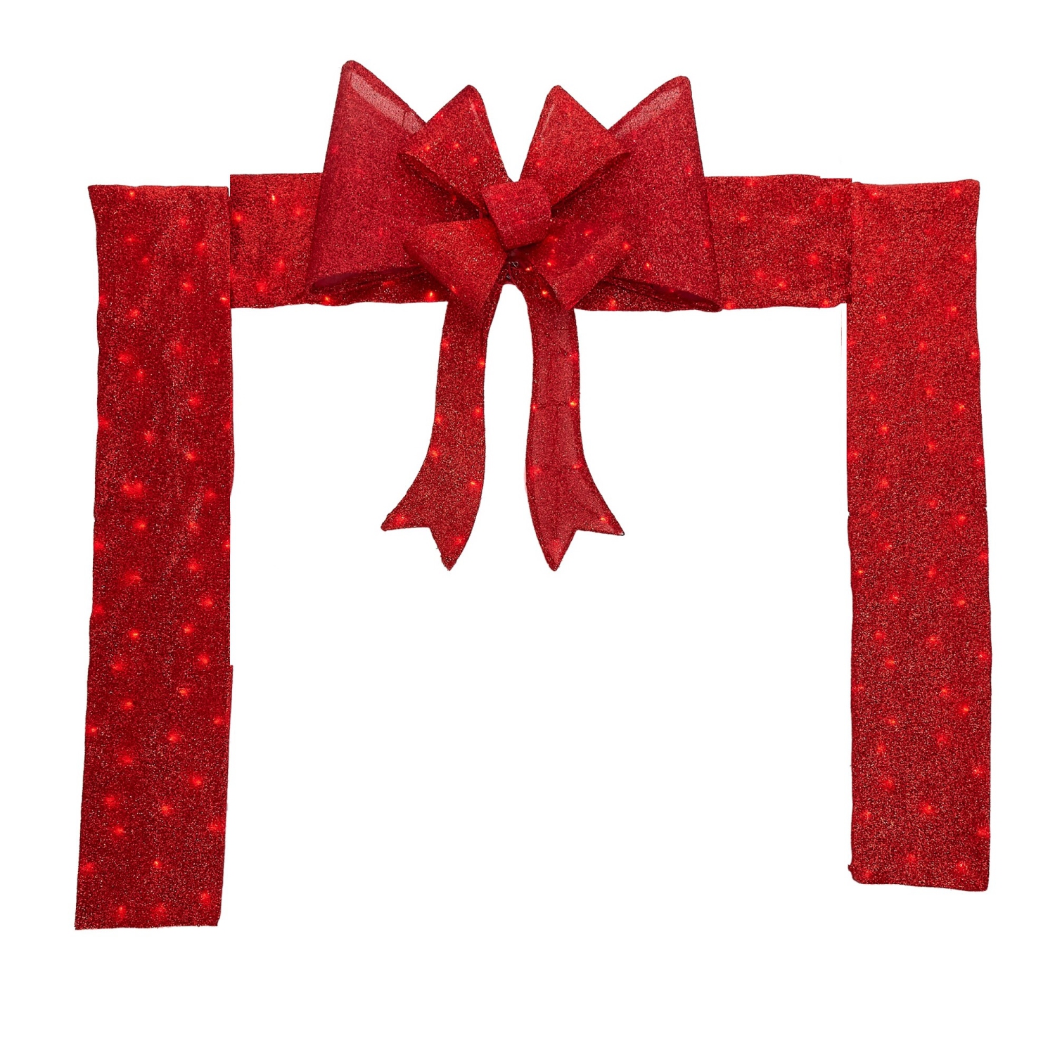 LED Lighted Christmas Doorway Arch Decoration with Bow - 9.5' - Red