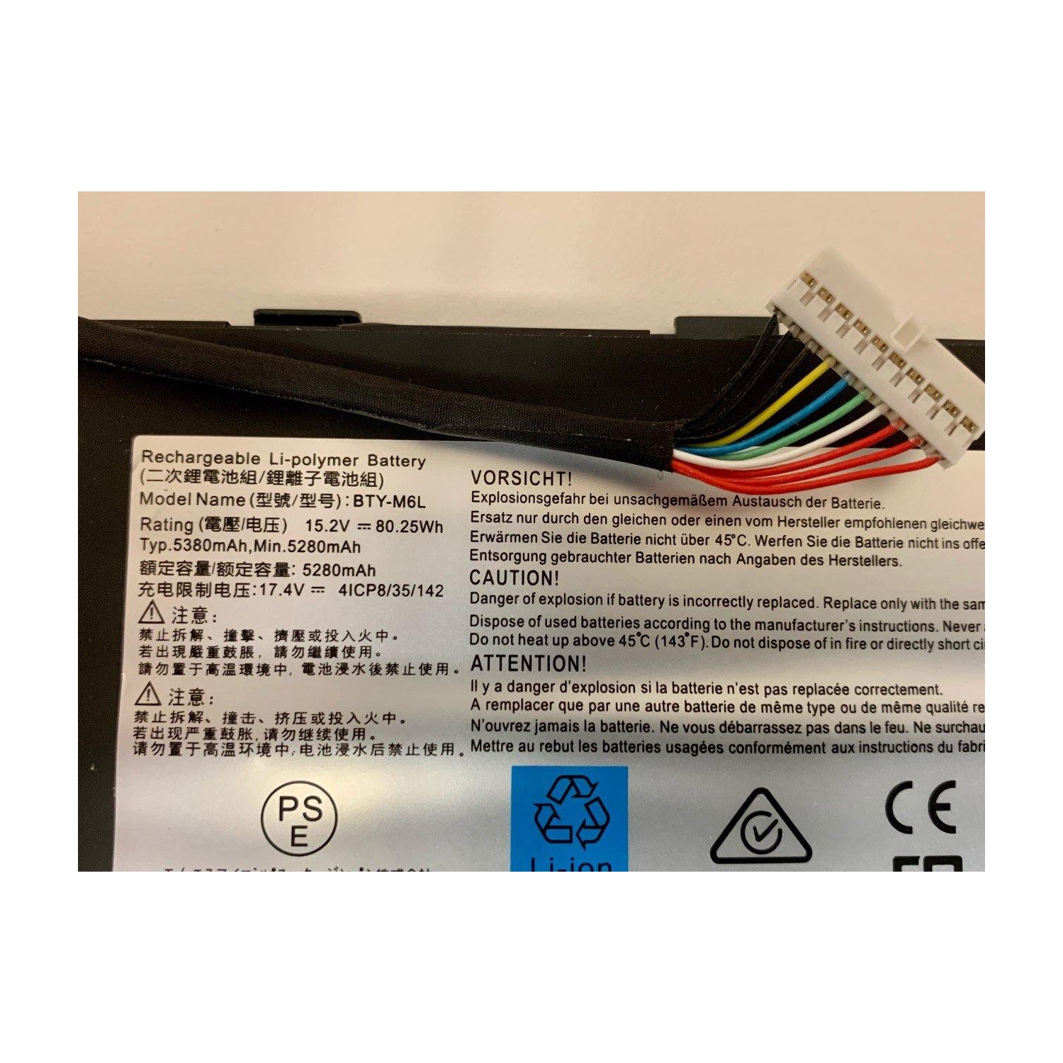 New Genuine MSI GS65 8SG 9RE-051US Battery 80.25Wh
