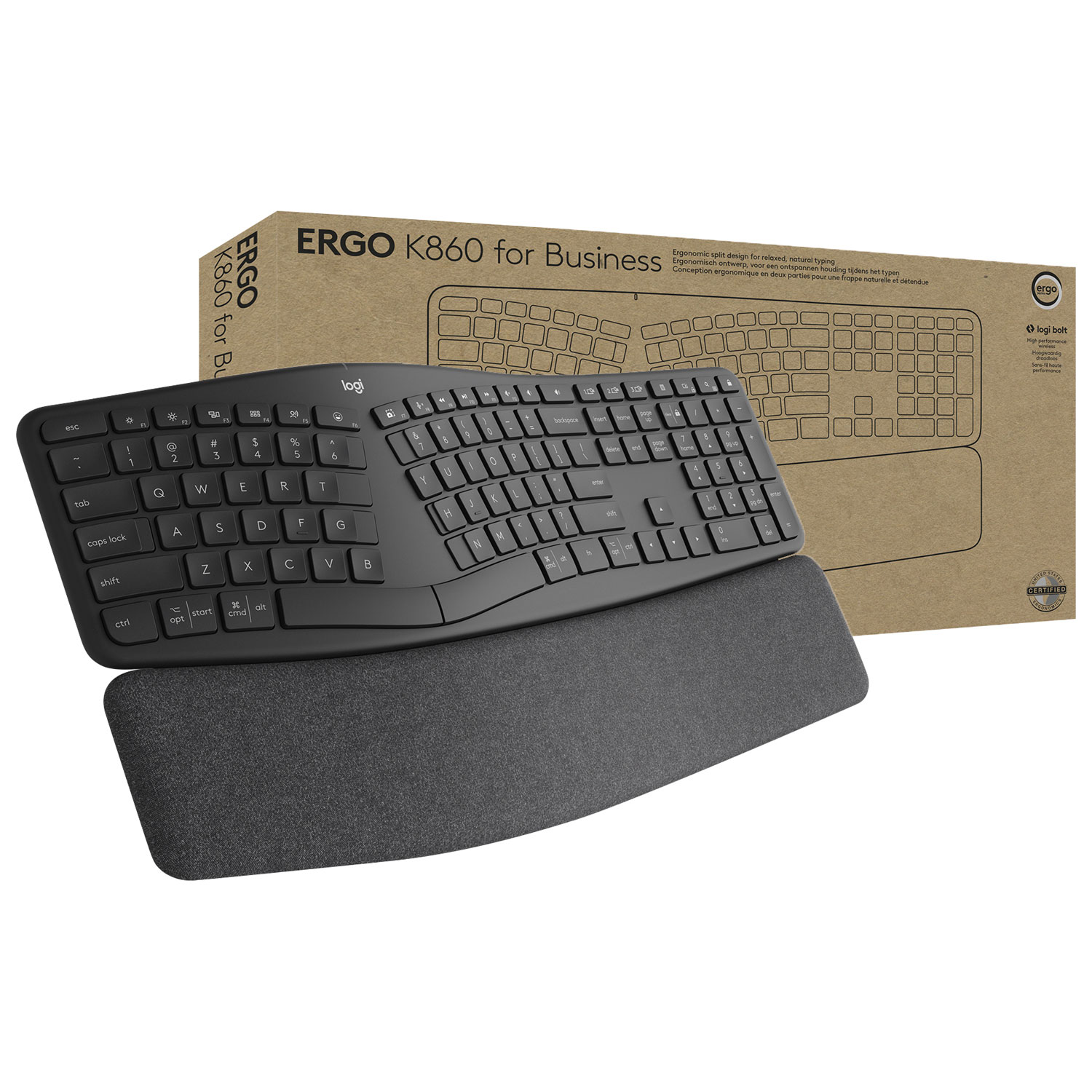 Logitech ERGO K860 Bluetooth Ergonomic Keyboard - Graphite