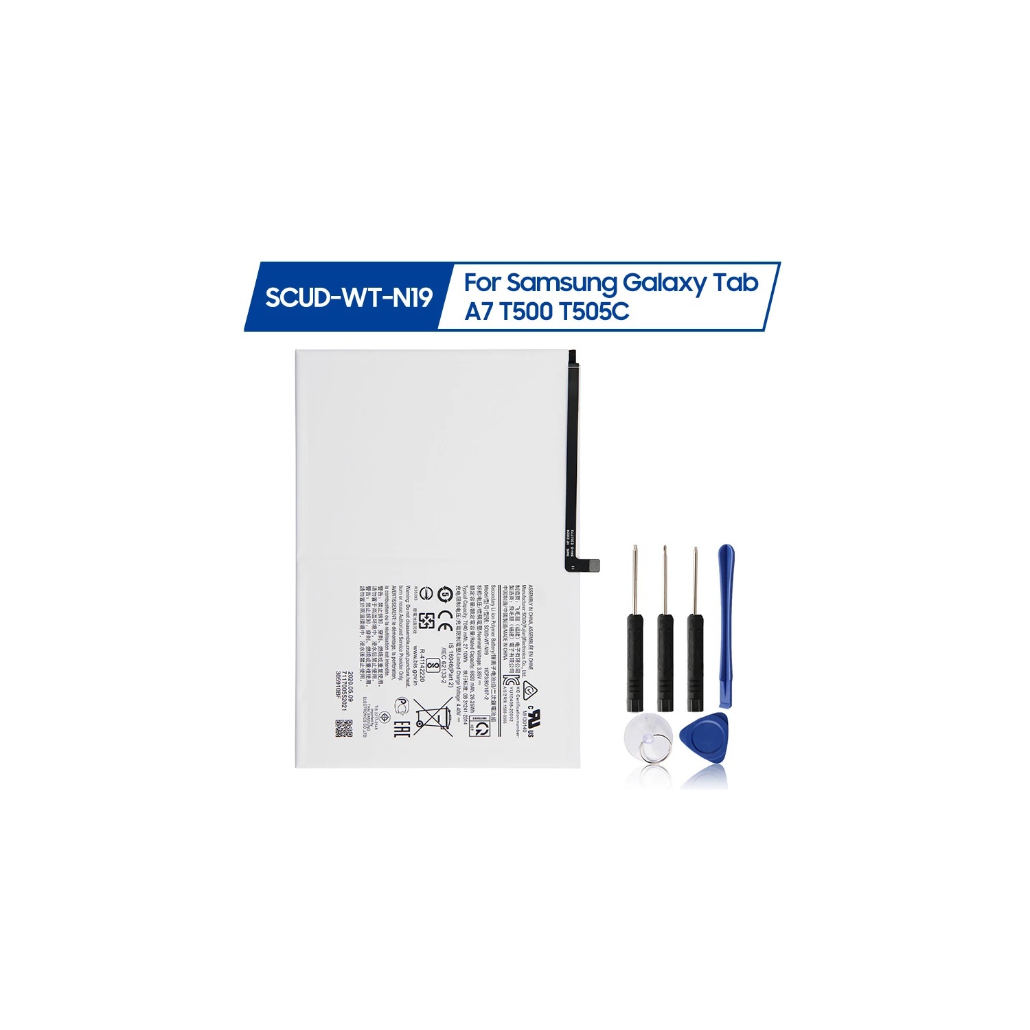 Batterie de remplacement et ensemble d'outils pour tablette Samsung Tab A7 10,4" 2020 SM-T505 T500, SCUD-WT-N19