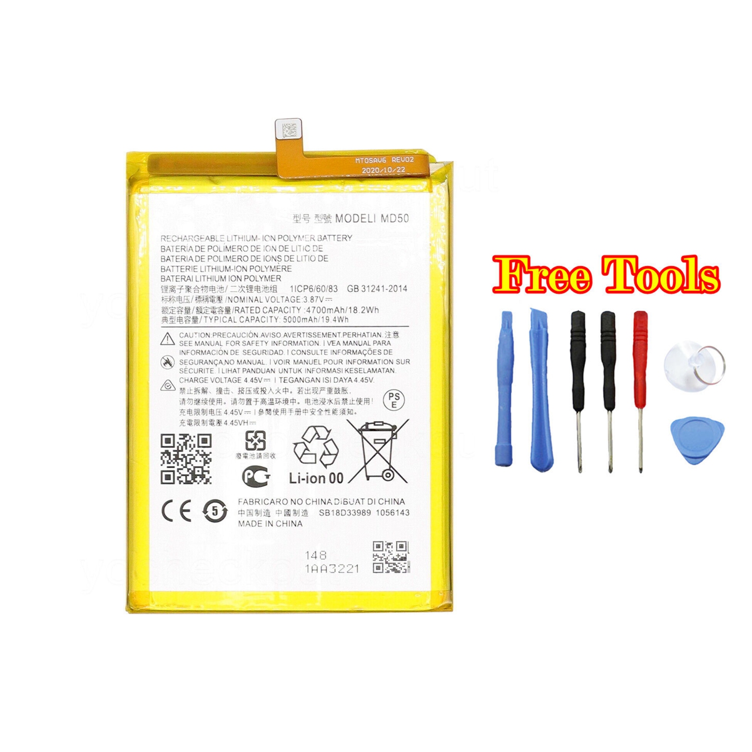 Replacement Battery and Tools Set for Motorola Moto G Stylus 2022 XT2211 XT2131, MD50 5000mAh