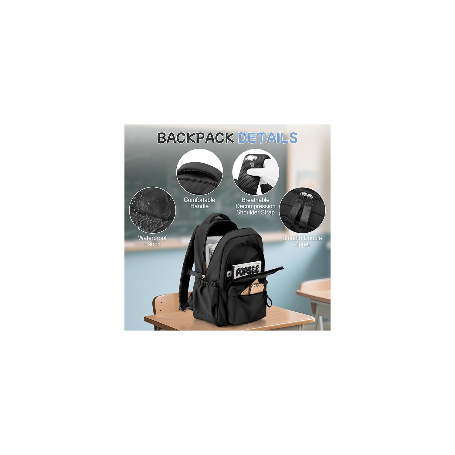 Sac à dos scolaire d'Urban-Nomad – Sac pour portable College & Travel pour femmes, hommes et adolescents