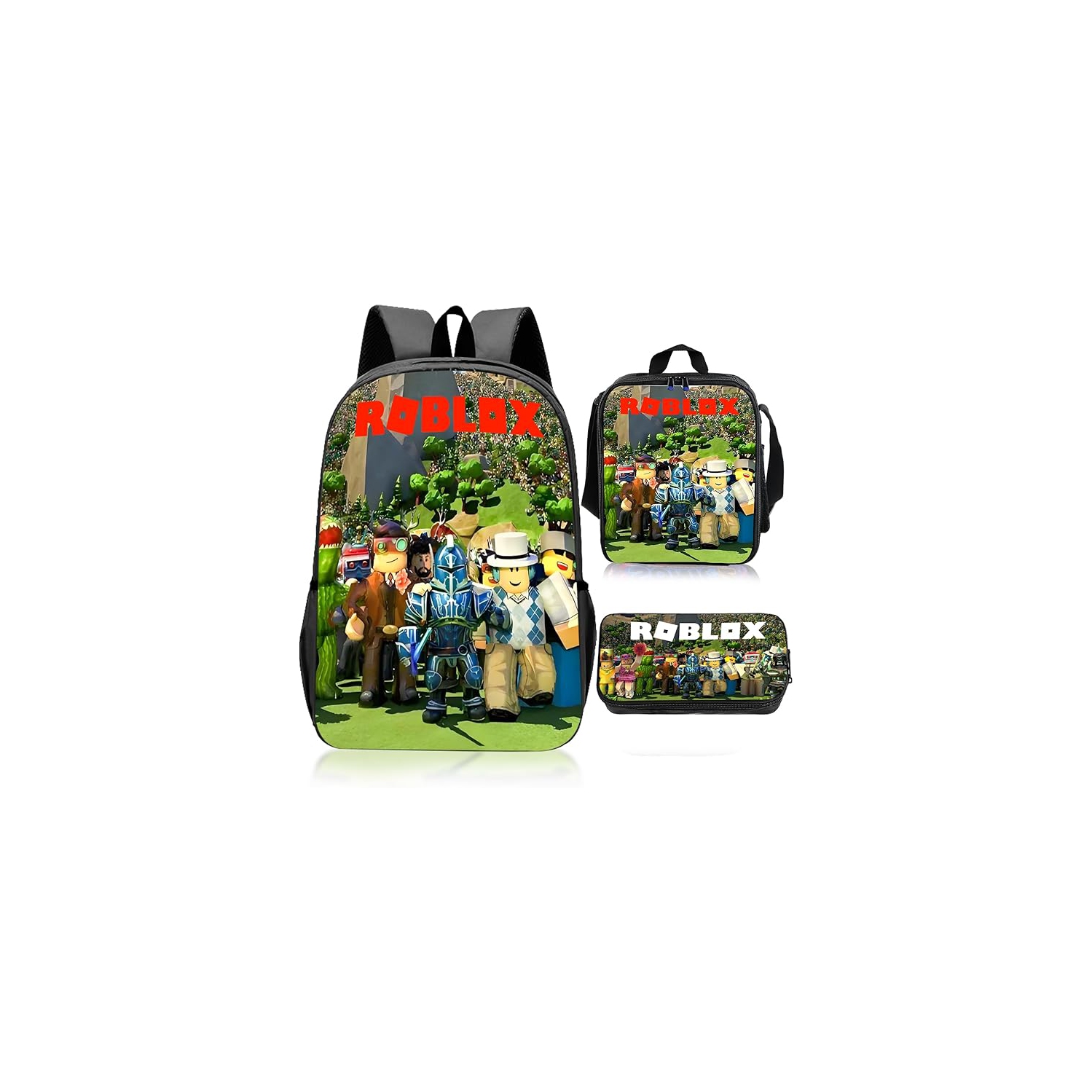 Ensemble sac à dos pour enfants avec sac-repas et étui à crayons – Sac d'école durable pour garçons et filles, léger, sangles ajustables, motif de