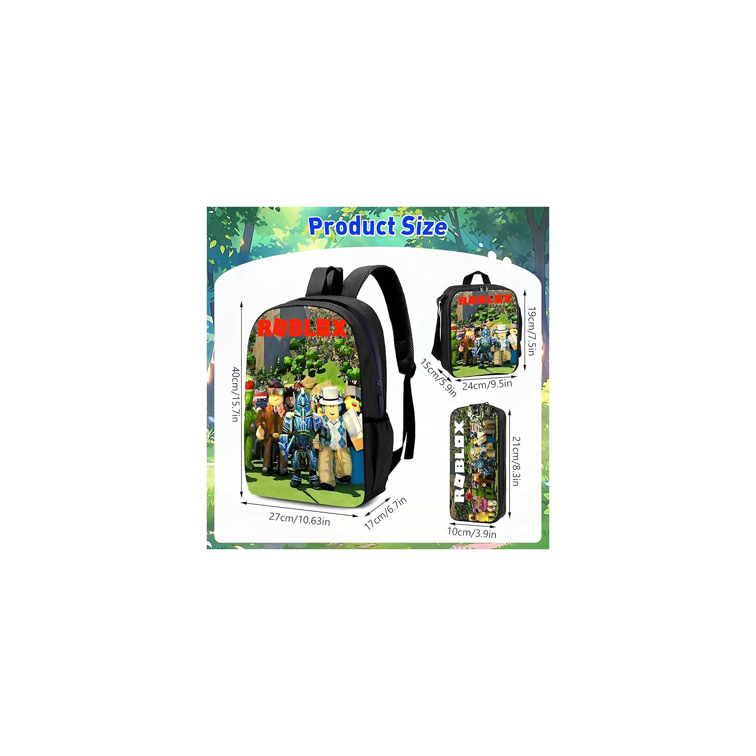 Ensemble sac à dos pour enfants avec sac-repas et étui à crayons – Sac d'école durable pour garçons et filles, léger, sangles ajustables, motif de