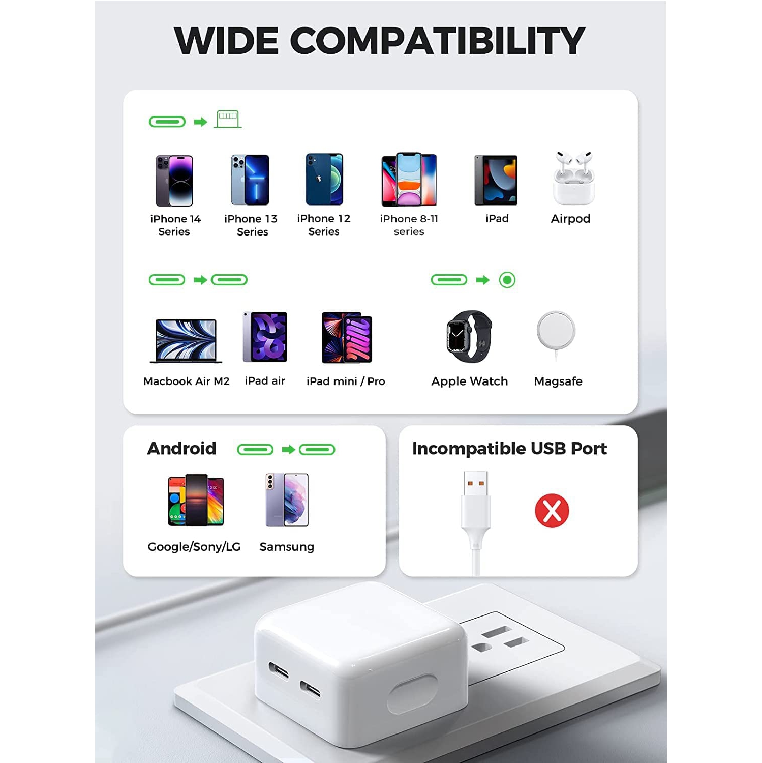 [Apple MFi CERT] iPhone 17 16 15 Chargeur rapide 35&nbsp;W Adaptateur de chargeur mural USB-C double, PD 3,0​​​​ Pour iPhone 17 Pro Max 16 Pro Max