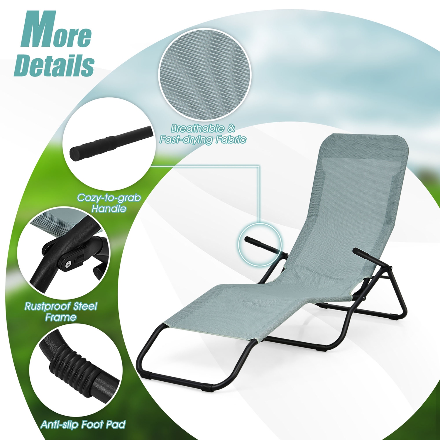 Gymax 2 PCS Outdoor Chaise Lounge Folding Stacking Reclining Chairs