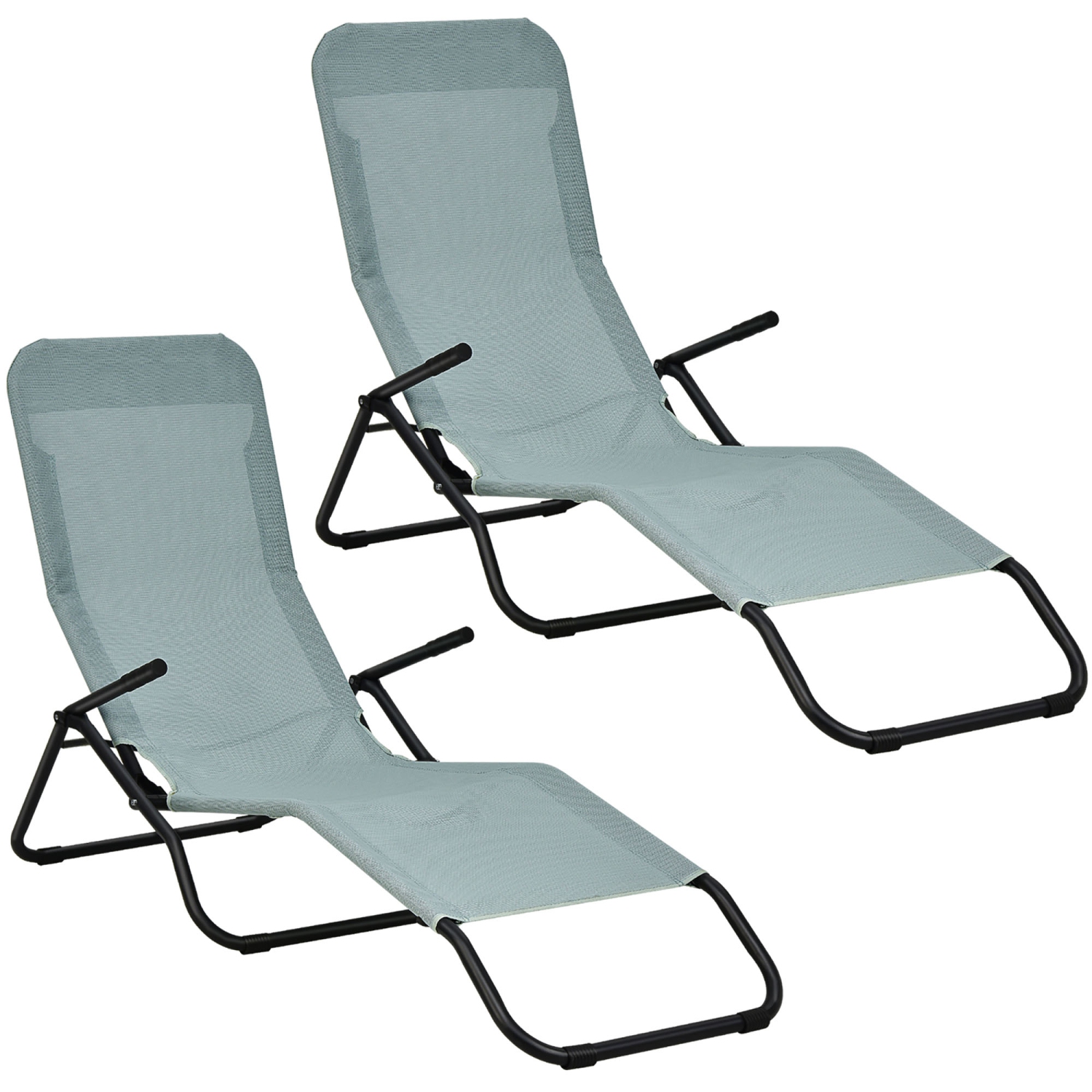 Gymax 2 PCS Outdoor Chaise Lounge Folding Stacking Reclining Chairs