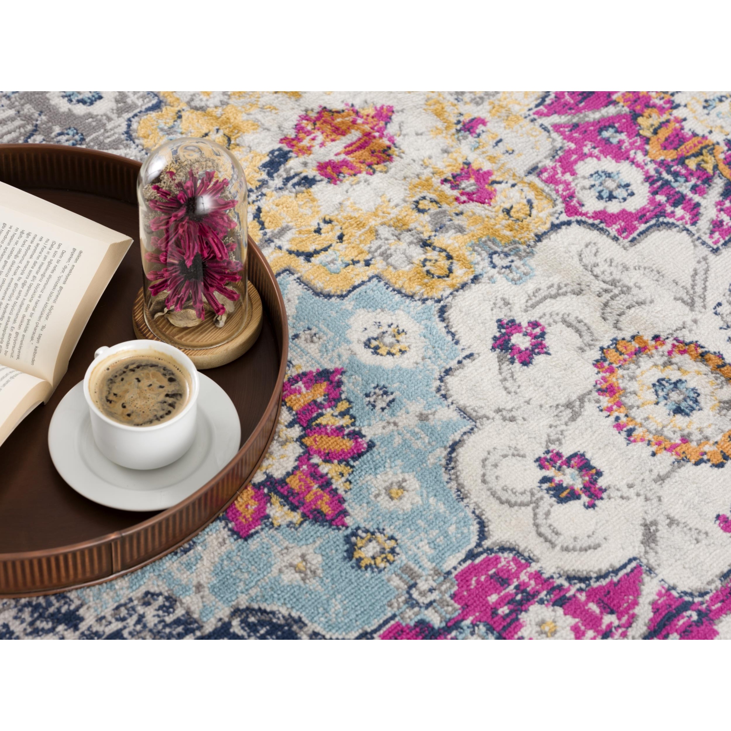 Rug Branch Valencia Contemporary Vintage Floral Blue/Grey Indoor Area Rug