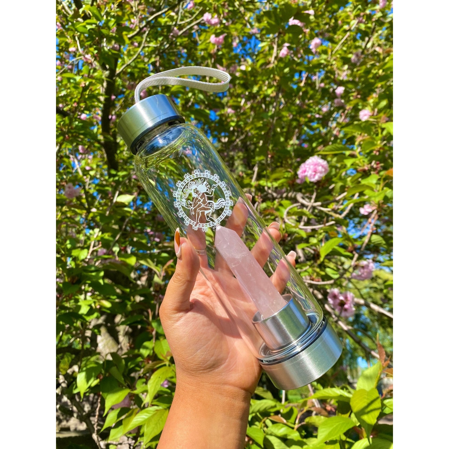 Shiva’s Stone Crystal Infused Water Bottle - Rose Quartz