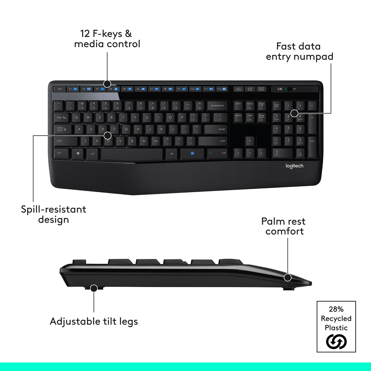 Ensemble avec clavier et souris optique sans fil MK345 de Logitech