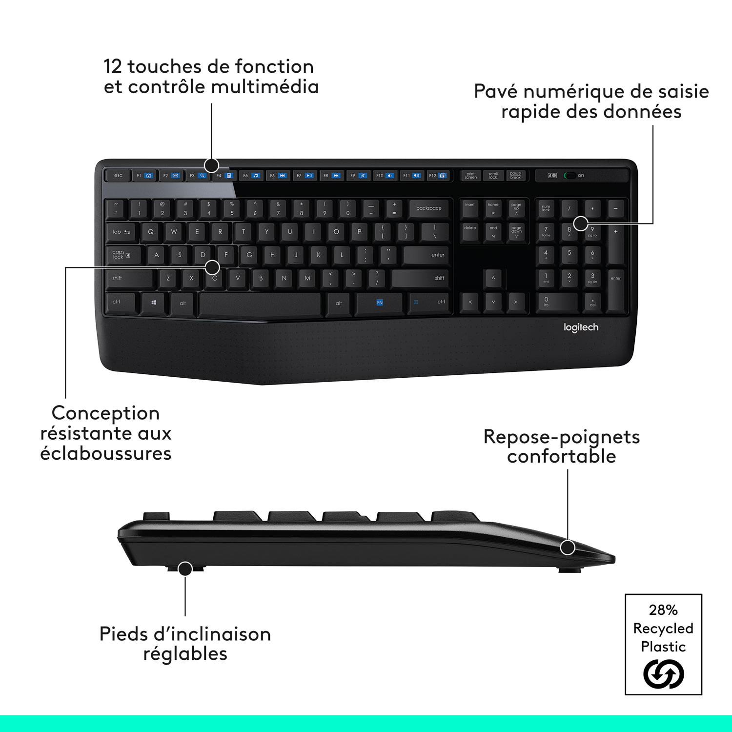 Ensemble avec clavier et souris optique sans fil MK345 de Logitech