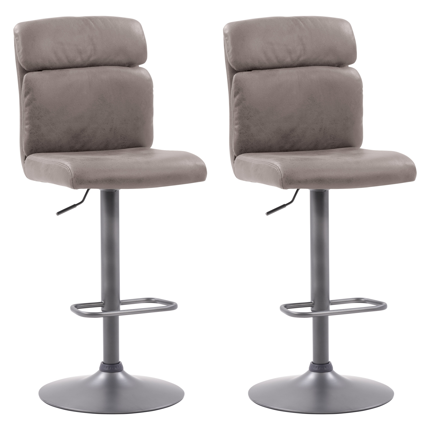 CorLiving DPU-851-B Palmer Adjustable High Back Distressed Grey Barstool, Set of 2
