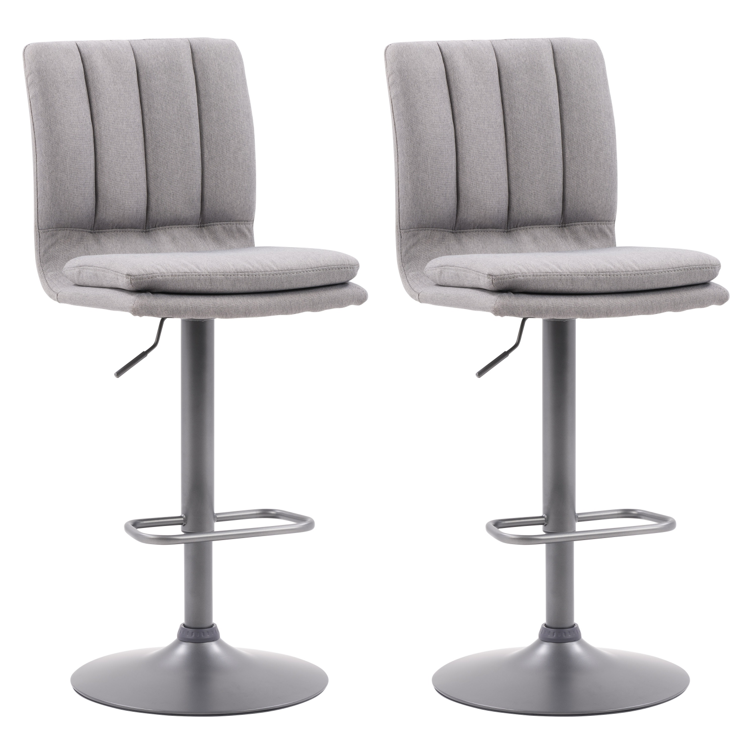 Tabouret de bar touffeté réglable tapissé gris Palmer, lot de 2