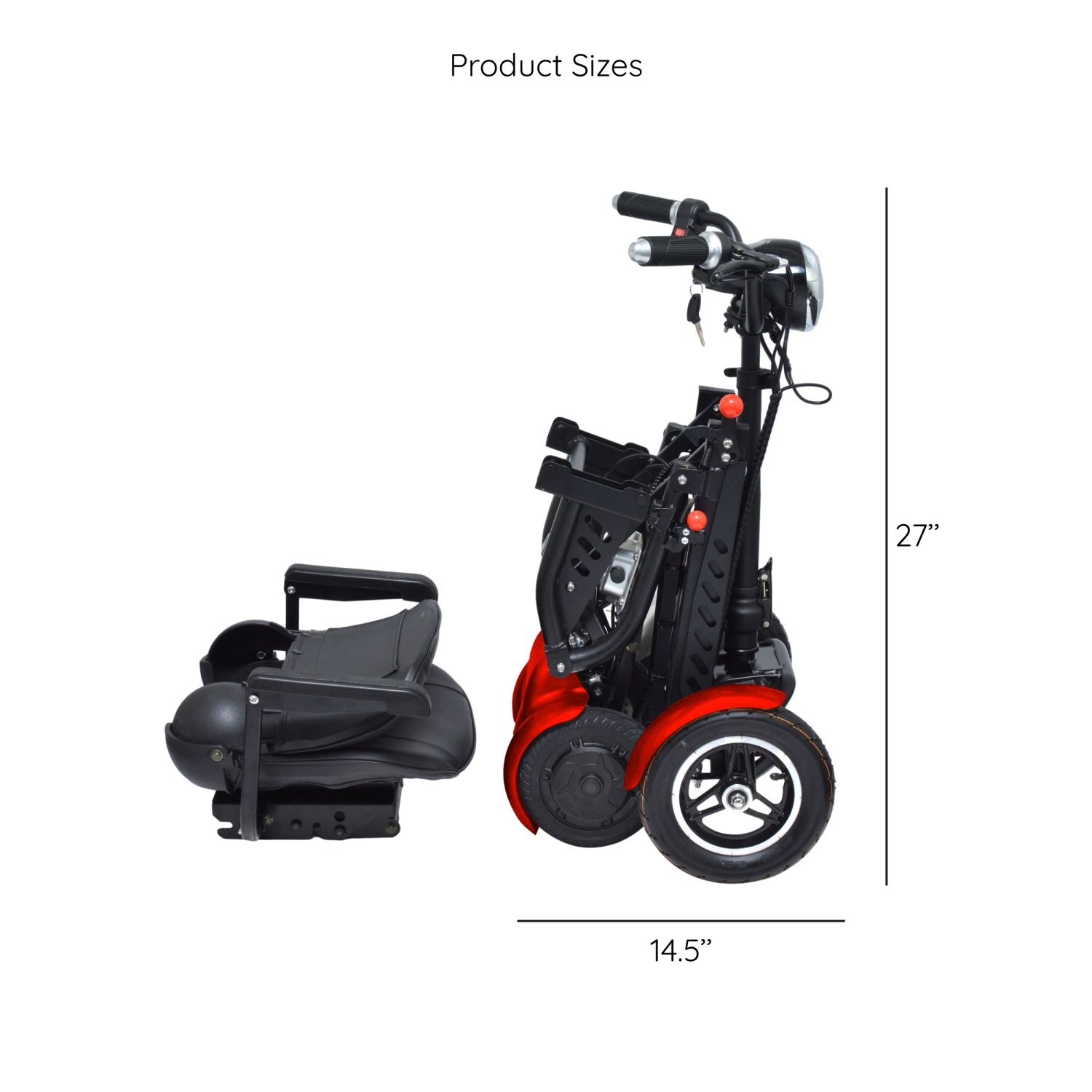 Refurbished - Dragon Mobile Ex Lightweight Portable Foldable Mobility Scooter, 4 Wheel Long Battery Life Easy Travel, Up to 12 Miles - Red