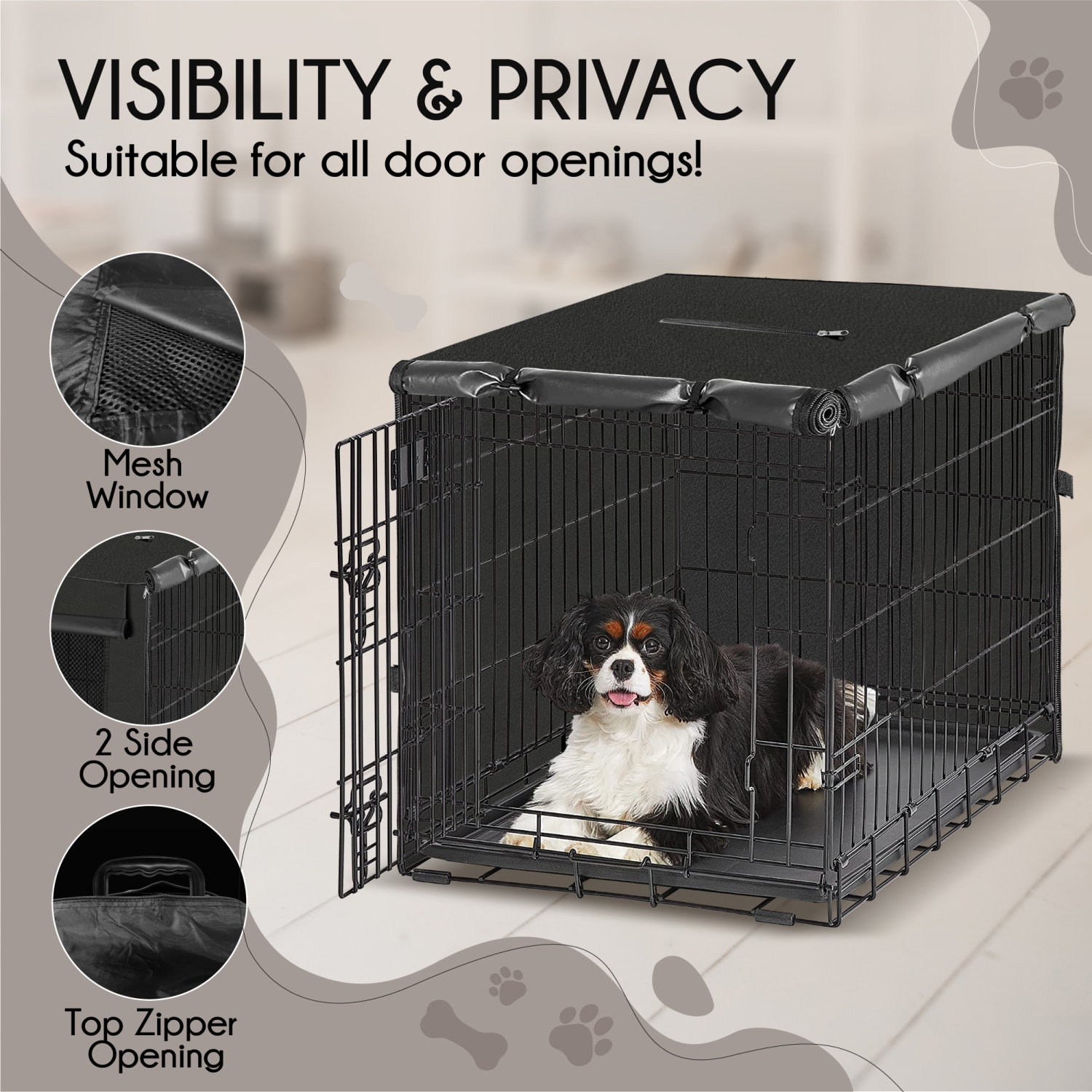 North East Harbor Dog Crate Cover, Waterproof Crate Cover Outdoor Indoor, Universal Fit Wire Crate Cover, Breathable Privacy Kennel Cover