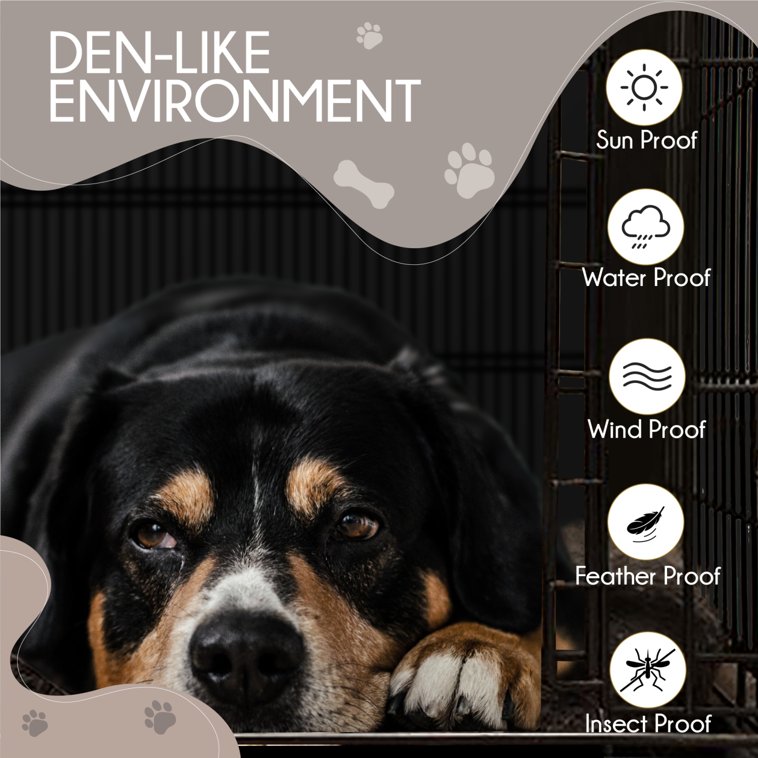 North East Harbor Dog Crate Cover, Waterproof Crate Cover Outdoor Indoor, Universal Fit Wire Crate Cover, Breathable Privacy Kennel Cover