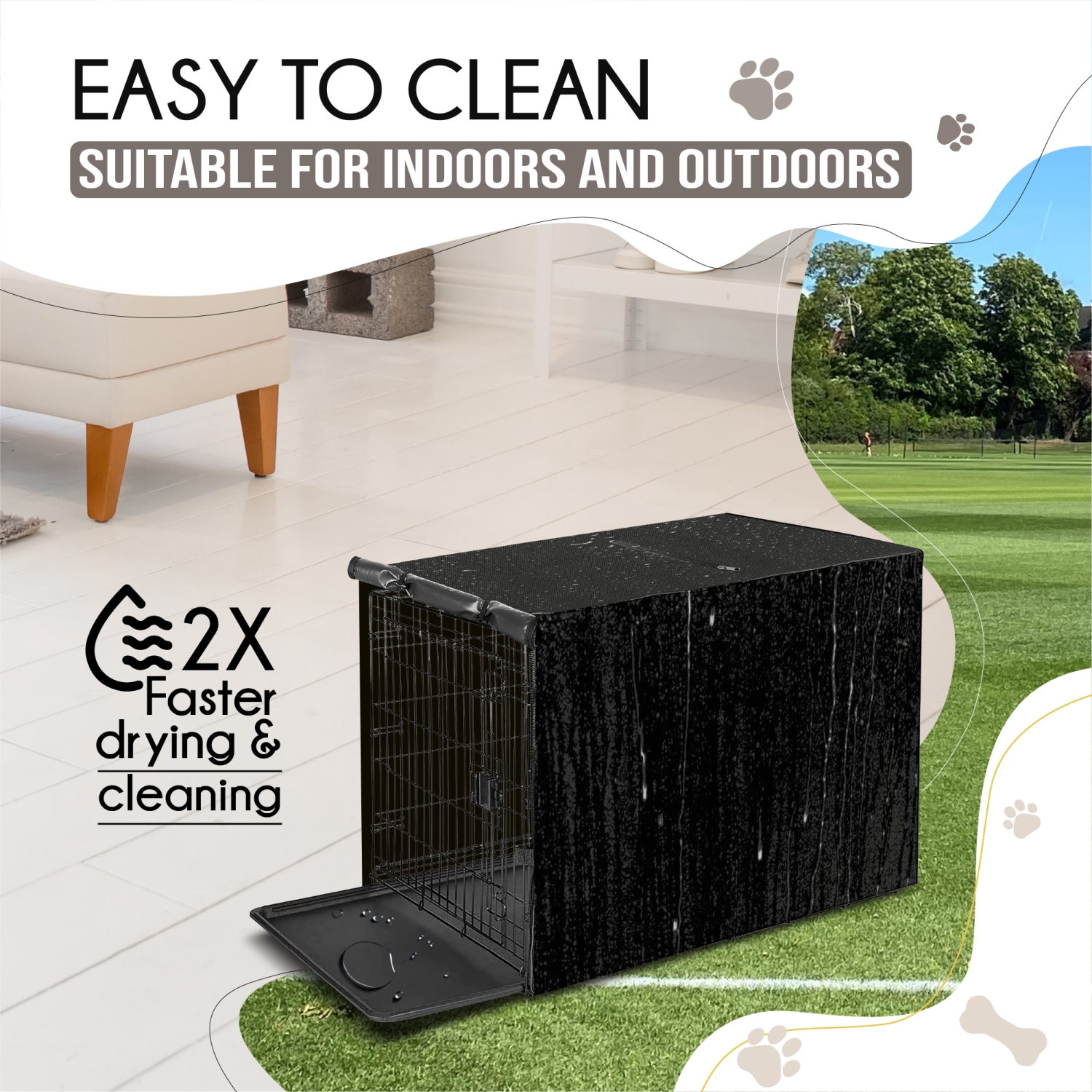 North East Harbor Dog Crate Cover, Waterproof Crate Cover Outdoor Indoor, Universal Fit Wire Crate Cover, Breathable Privacy Kennel Cover