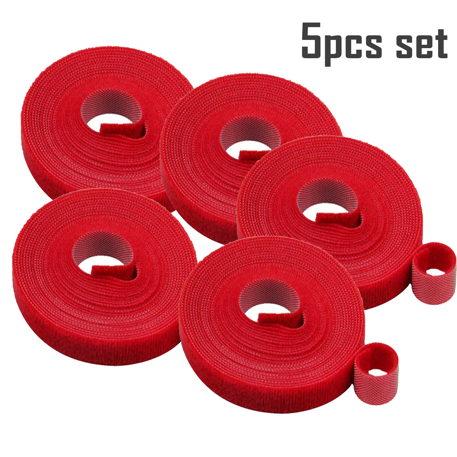 5 PCS Auto-Adhésif Câble Sangles Attaches Crochet Boucle Nylon Fixation Bande Rouleau PC TV