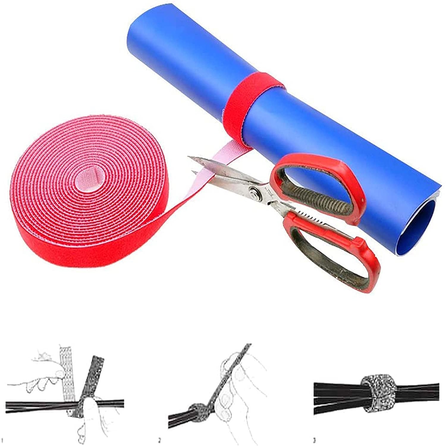 5 PCS Auto-Adhésif Câble Sangles Attaches Crochet Boucle Nylon Fixation Bande Rouleau PC TV