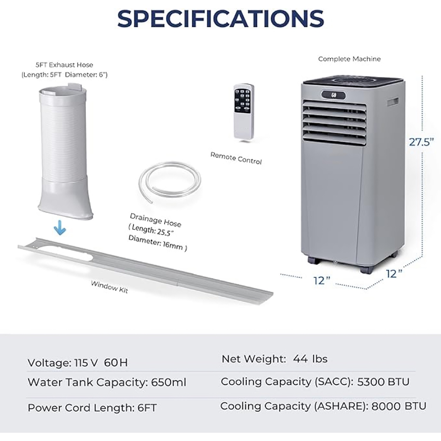 Gymax 3-in-1 Portable Air Conditioner 8000 BTU AC Unit Air Cooler w/ 24H Timer Grey