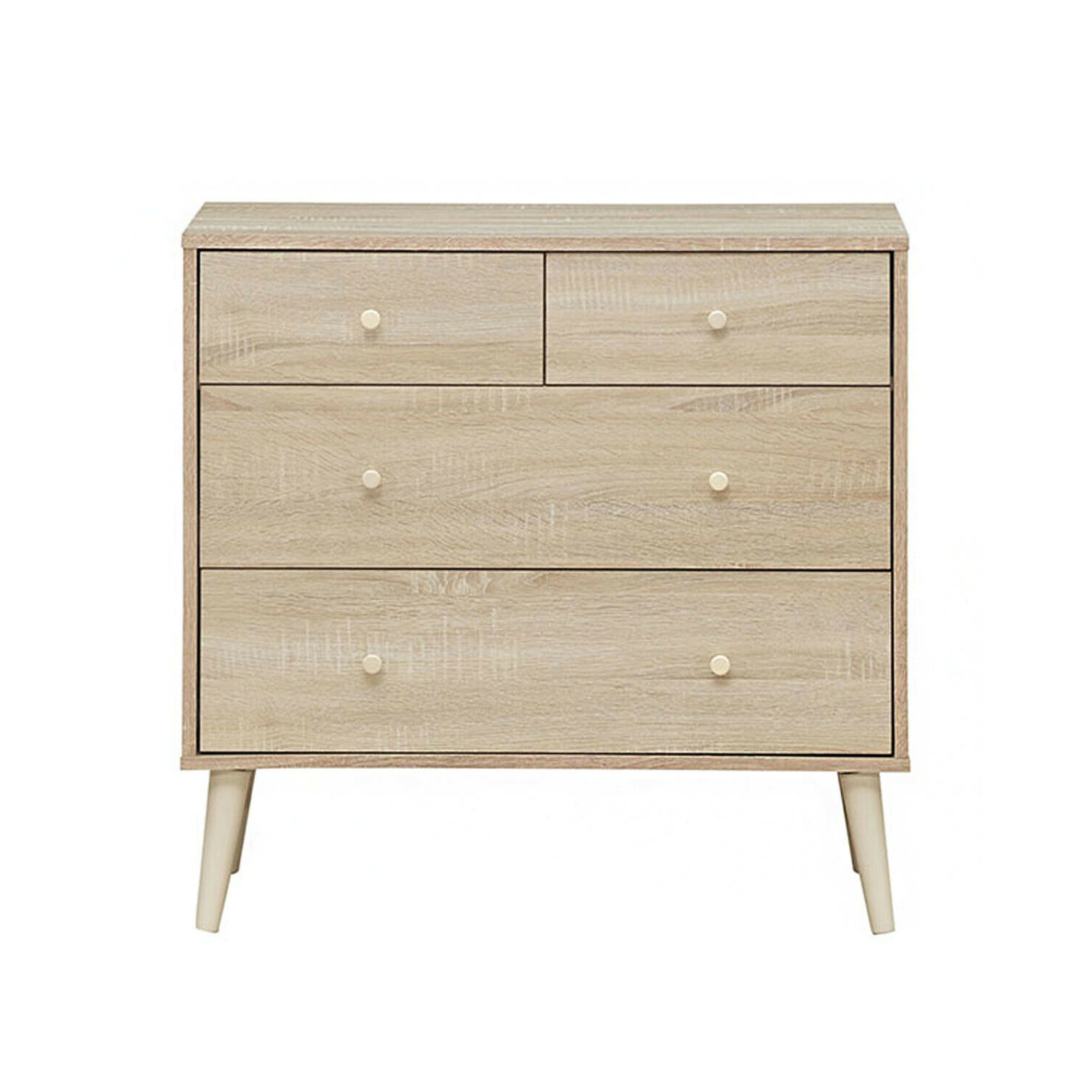 Gymax 4-Drawer Dresser Chest Cabinet Storage Organizer Rubber Leg W/Rail Walnut/Oak Finish