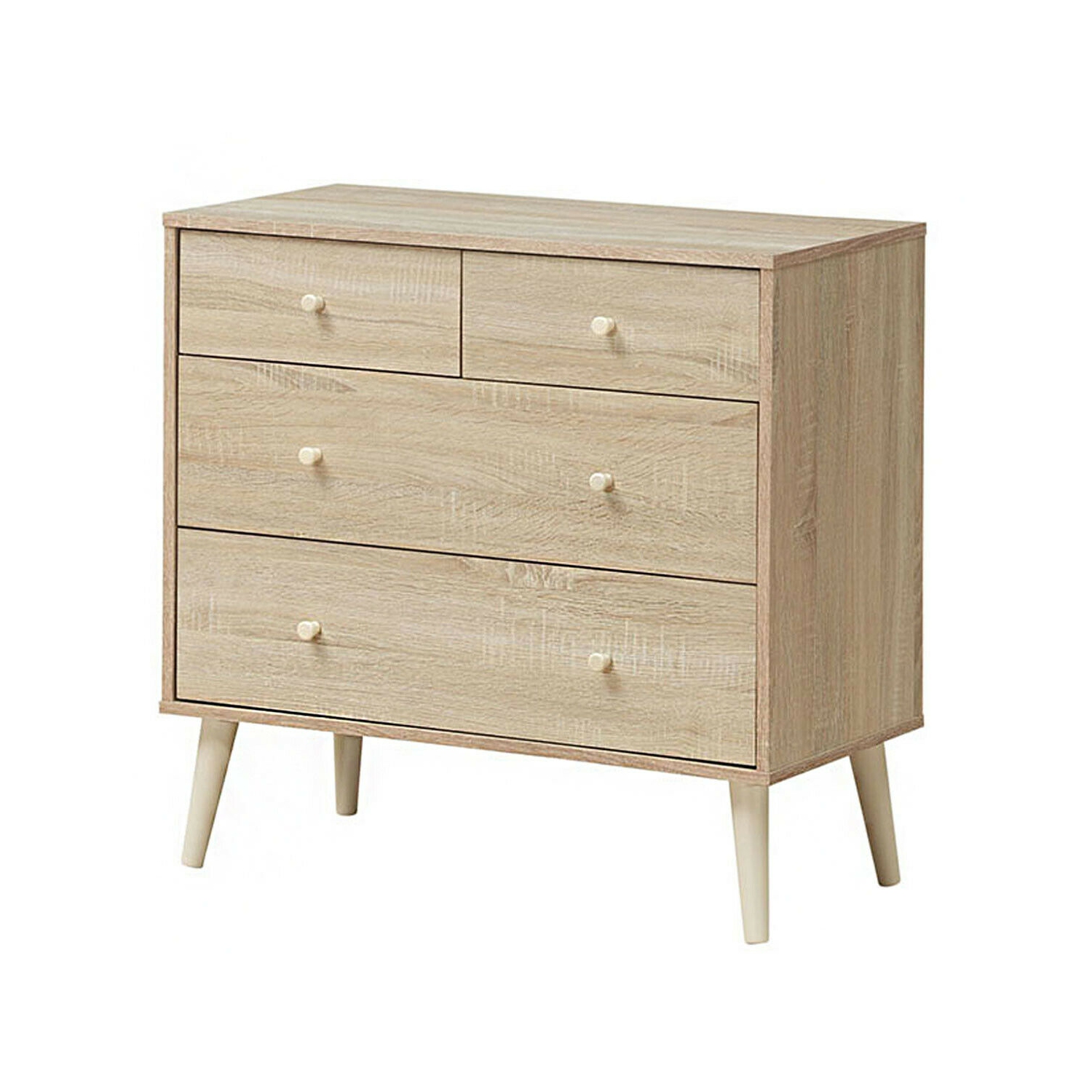 Gymax 4-Drawer Dresser Chest Cabinet Storage Organizer Rubber Leg W/Rail Walnut/Oak Finish